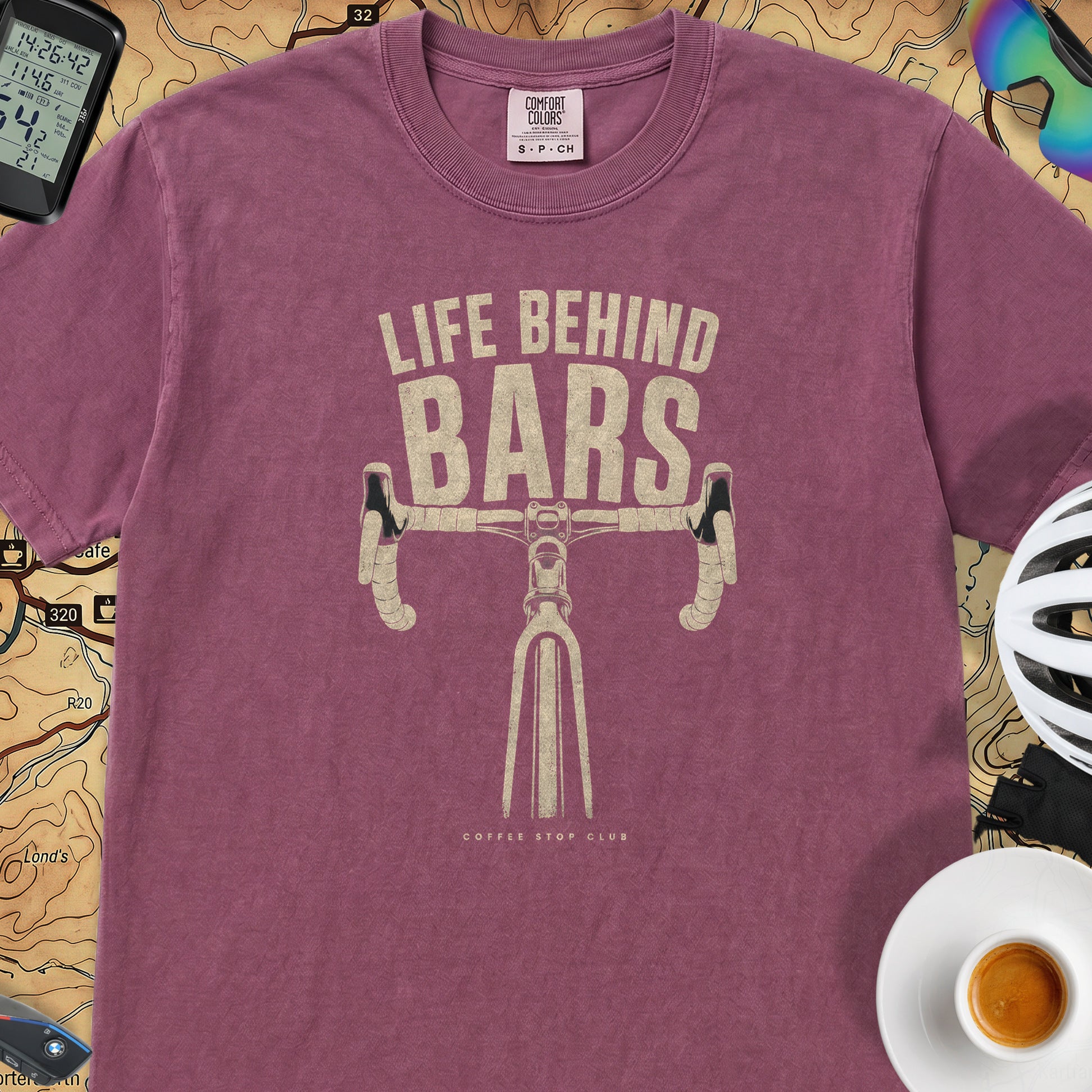 "Life Behind Bars" Cycling T-Shirt — Berry