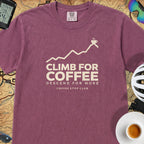 Climb For Coffee T‑Shirt — Berry