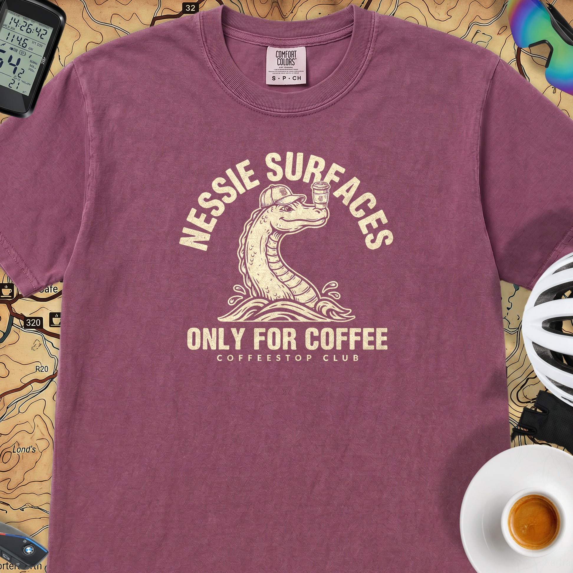 Nessie Surfaces Cycling T-Shirt — Berry