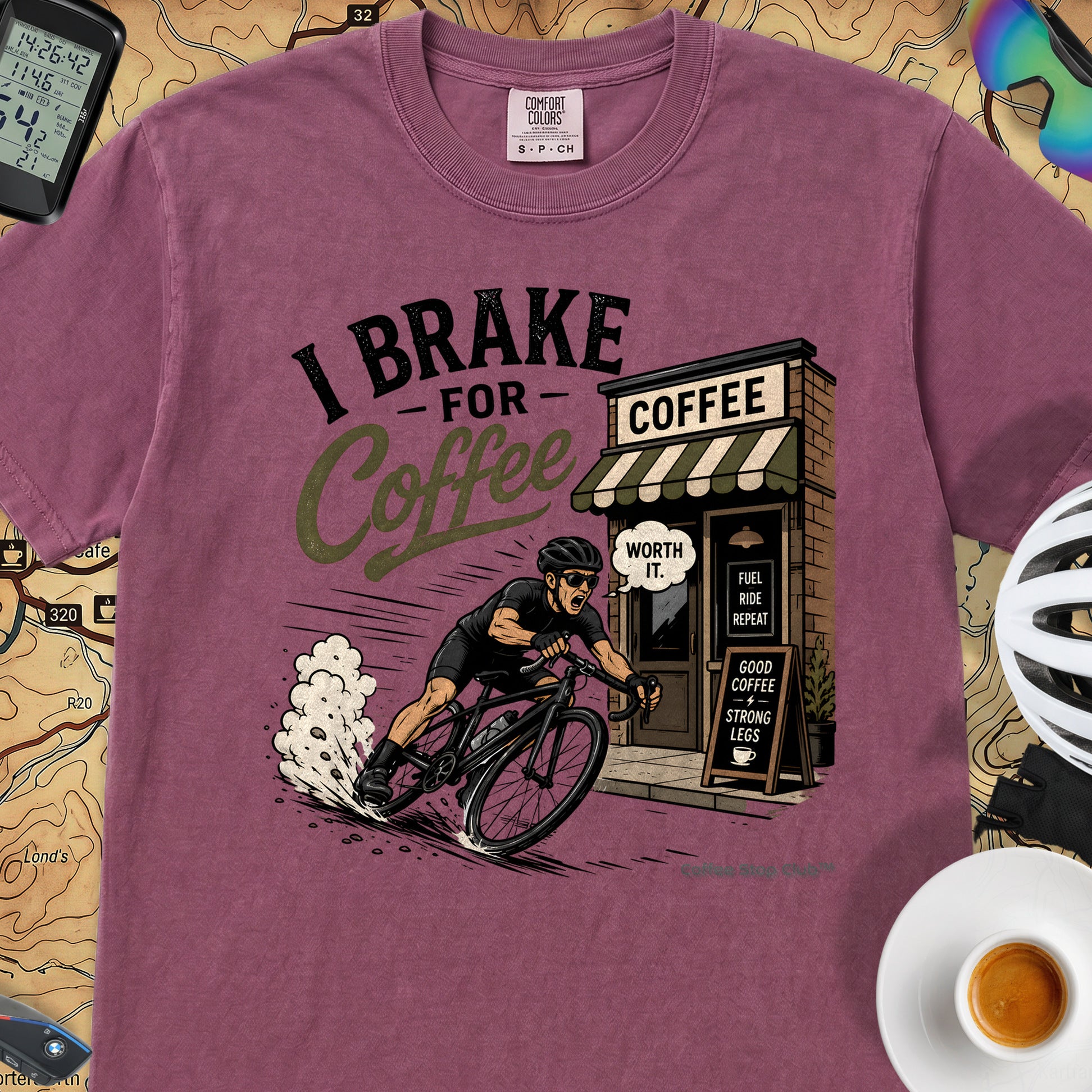 Big Brake For Coffee T-Shirt — Berry