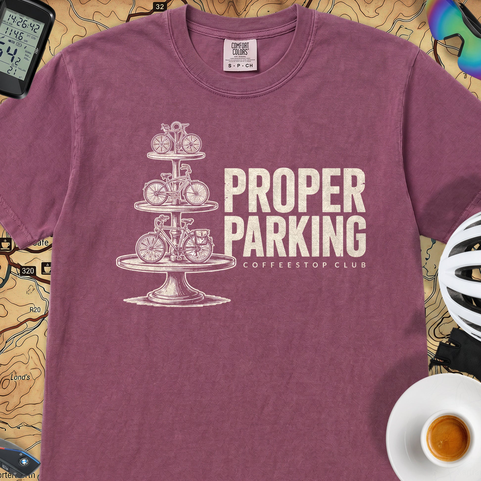 Proper Parking Cycling T-Shirt — Berry