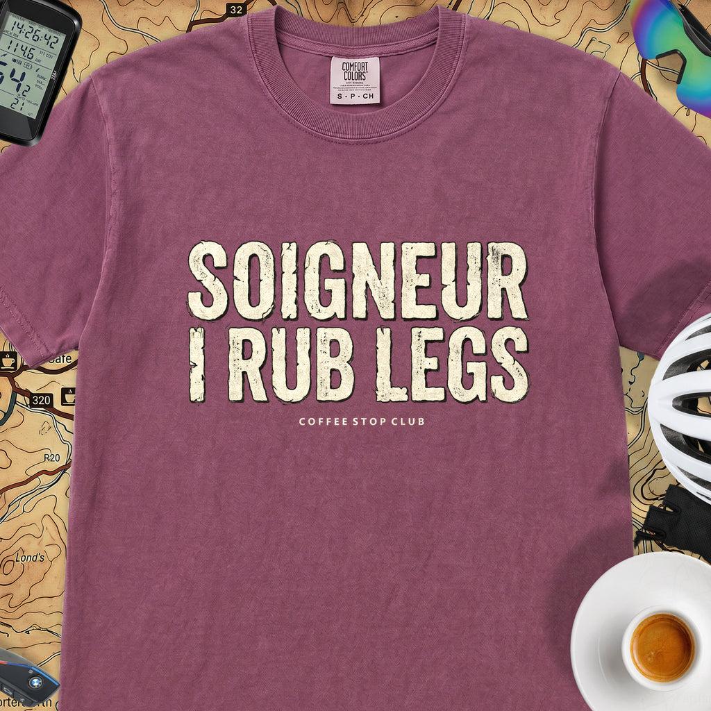 Soigneur Leg Rub Tour T‑Shirt — Berry