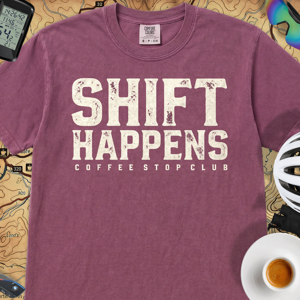 Shift Happens Cycling T-Shirt — Berry