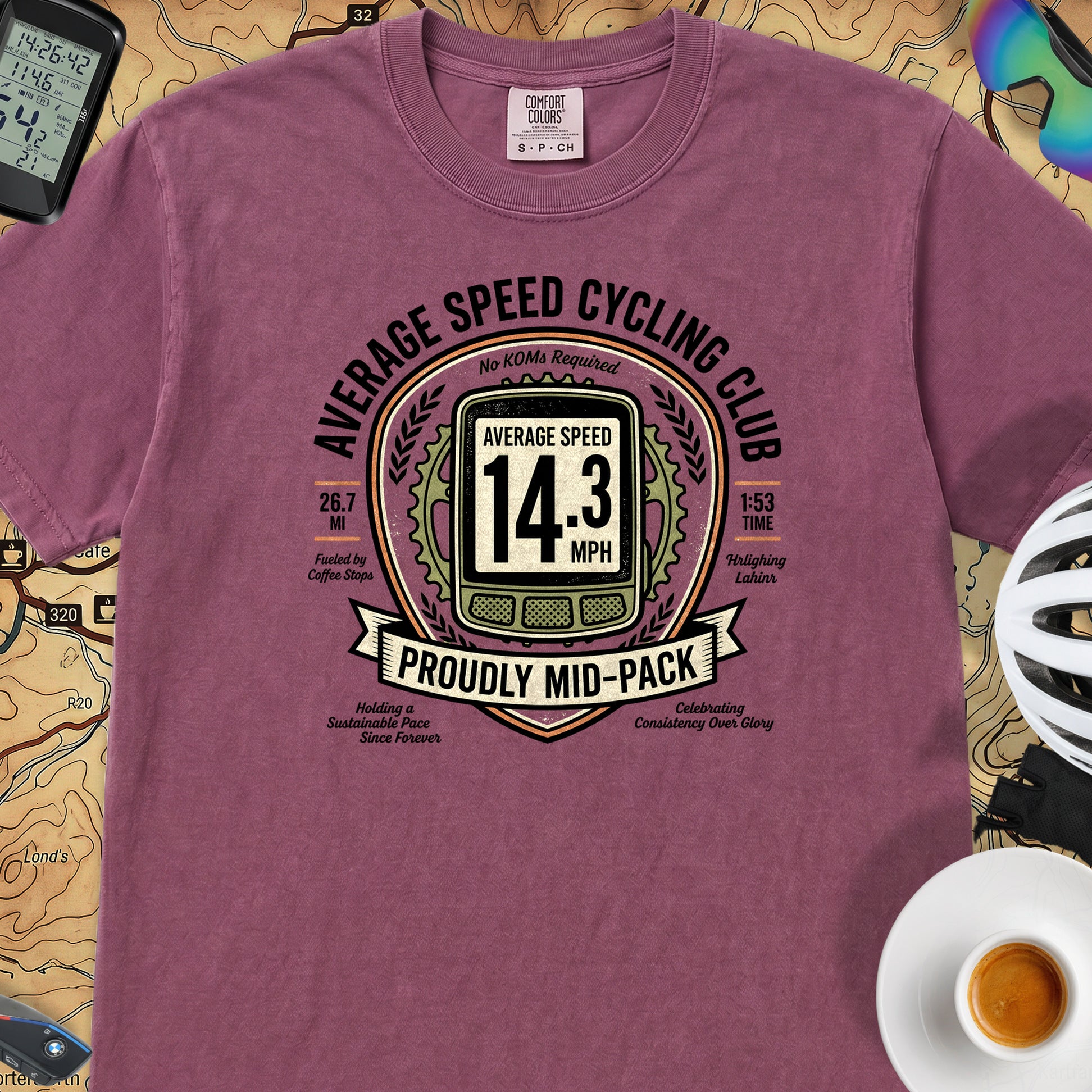 Average Speed Cycling T-Shirt — Berry