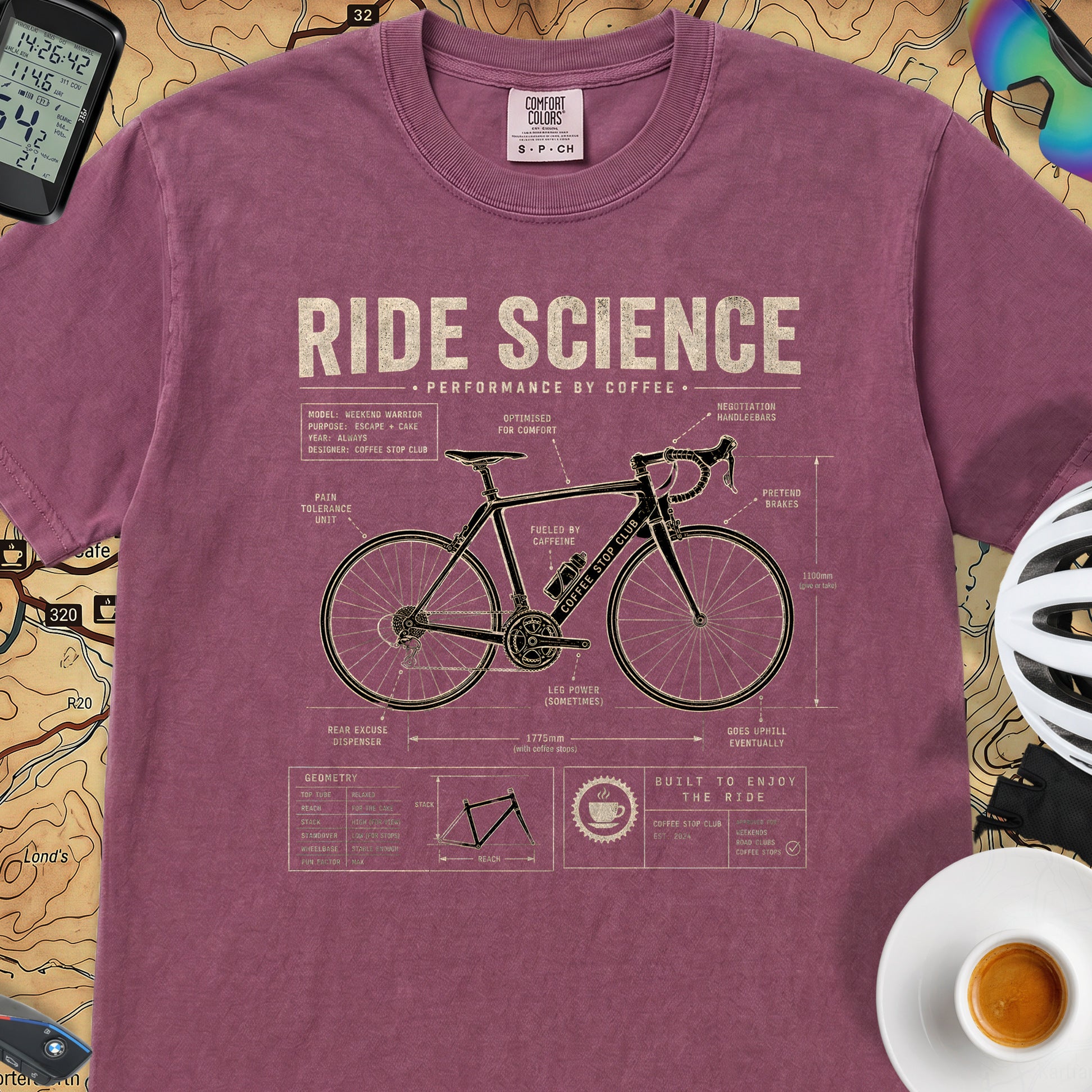 Ride Science Bike T-Shirt — Berry