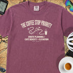 Coffee Stop Priority Cyclist T-Shirt — Berry