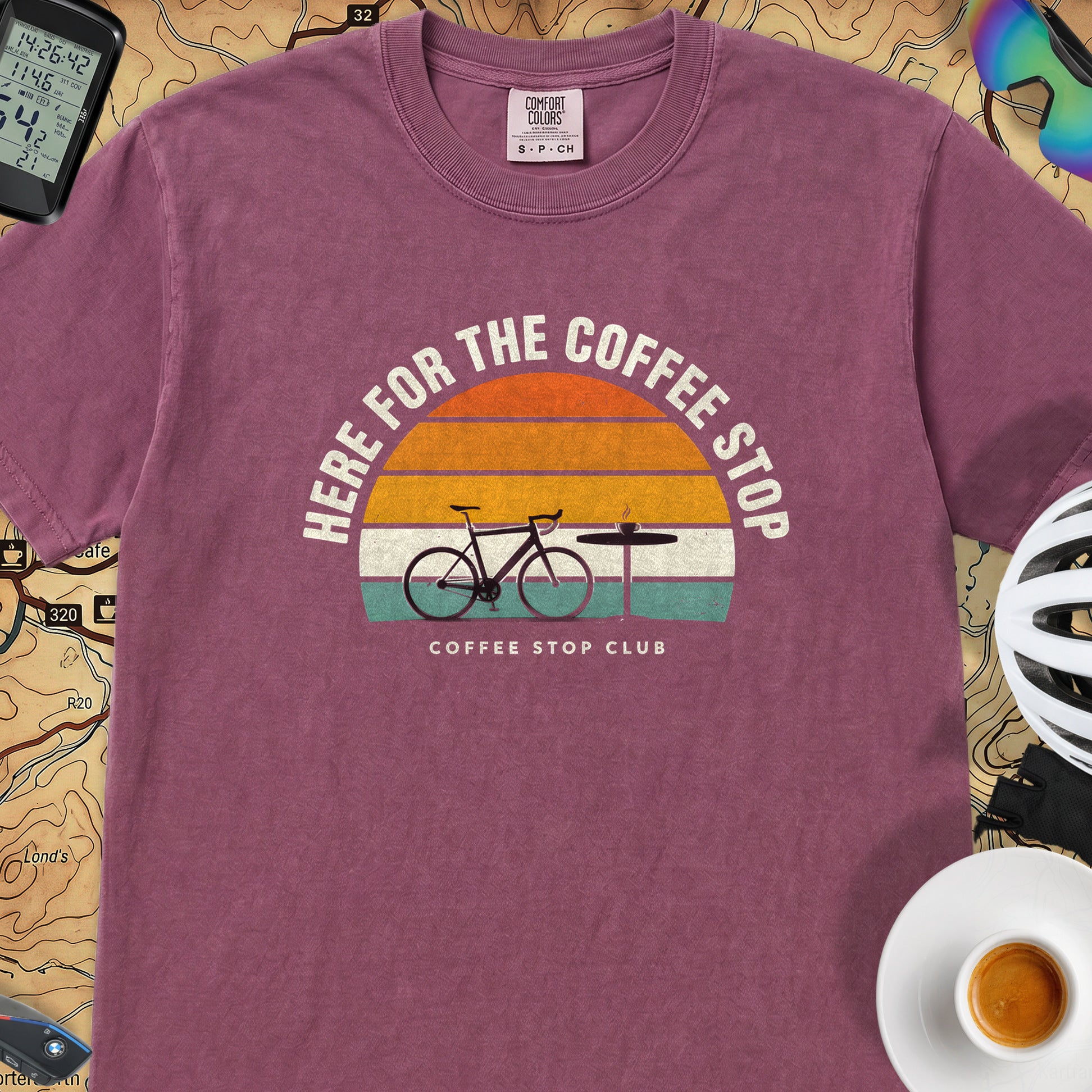 Here for the Coffee Stop T-Shirt — Berry
