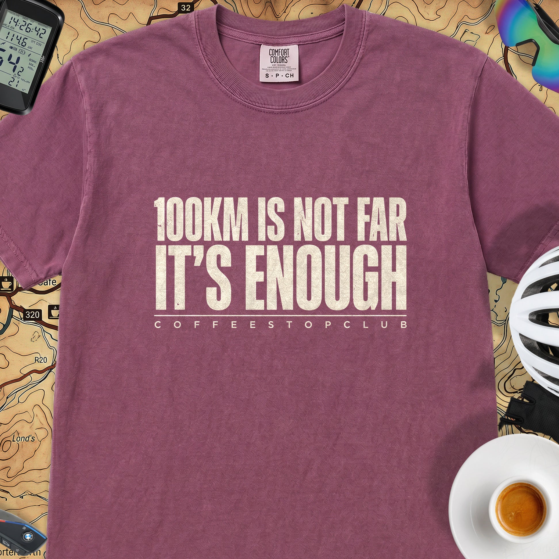 100Km is Not Far T‑Shirt — Berry