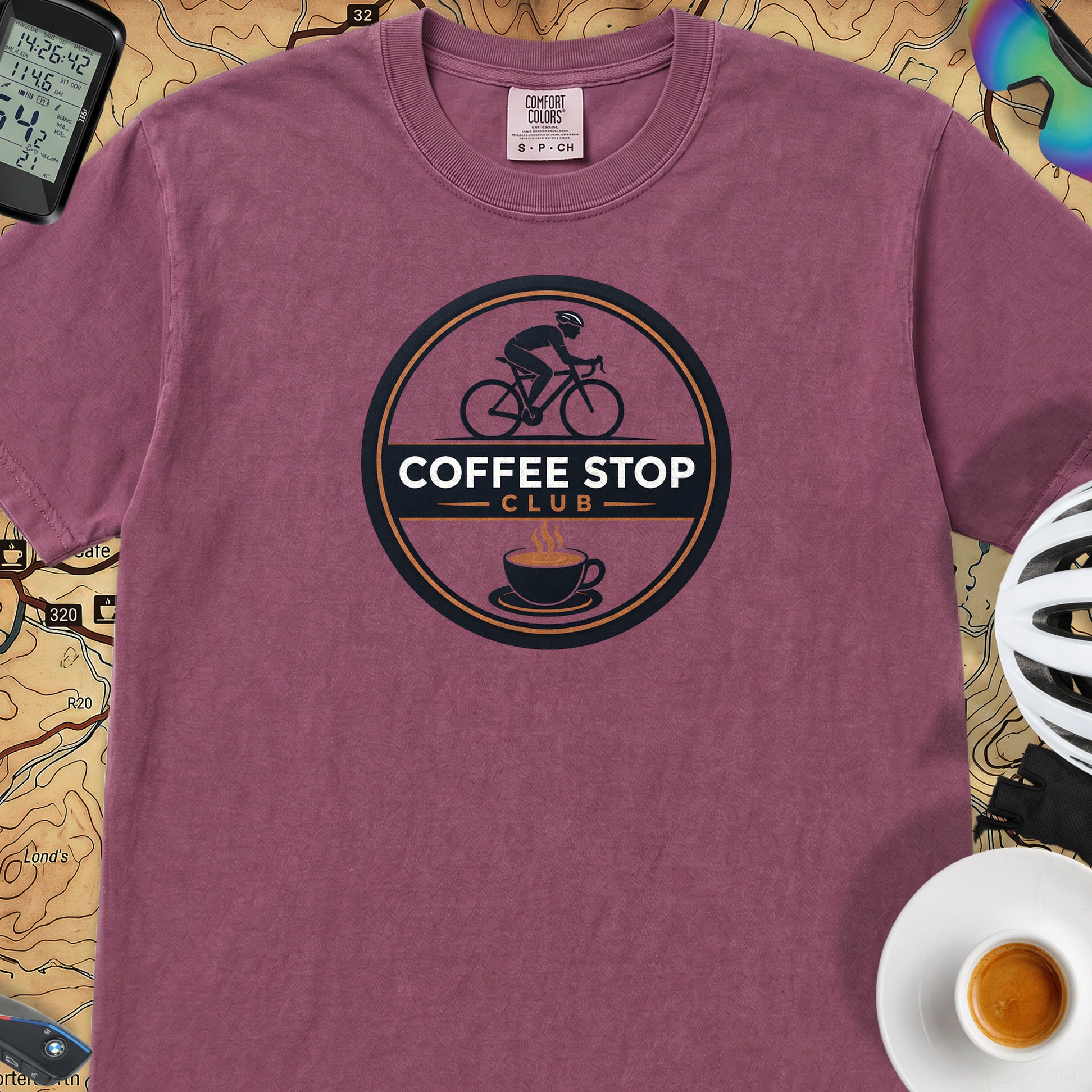 Awesome Coffee Stop Club T-Shirt — Berry