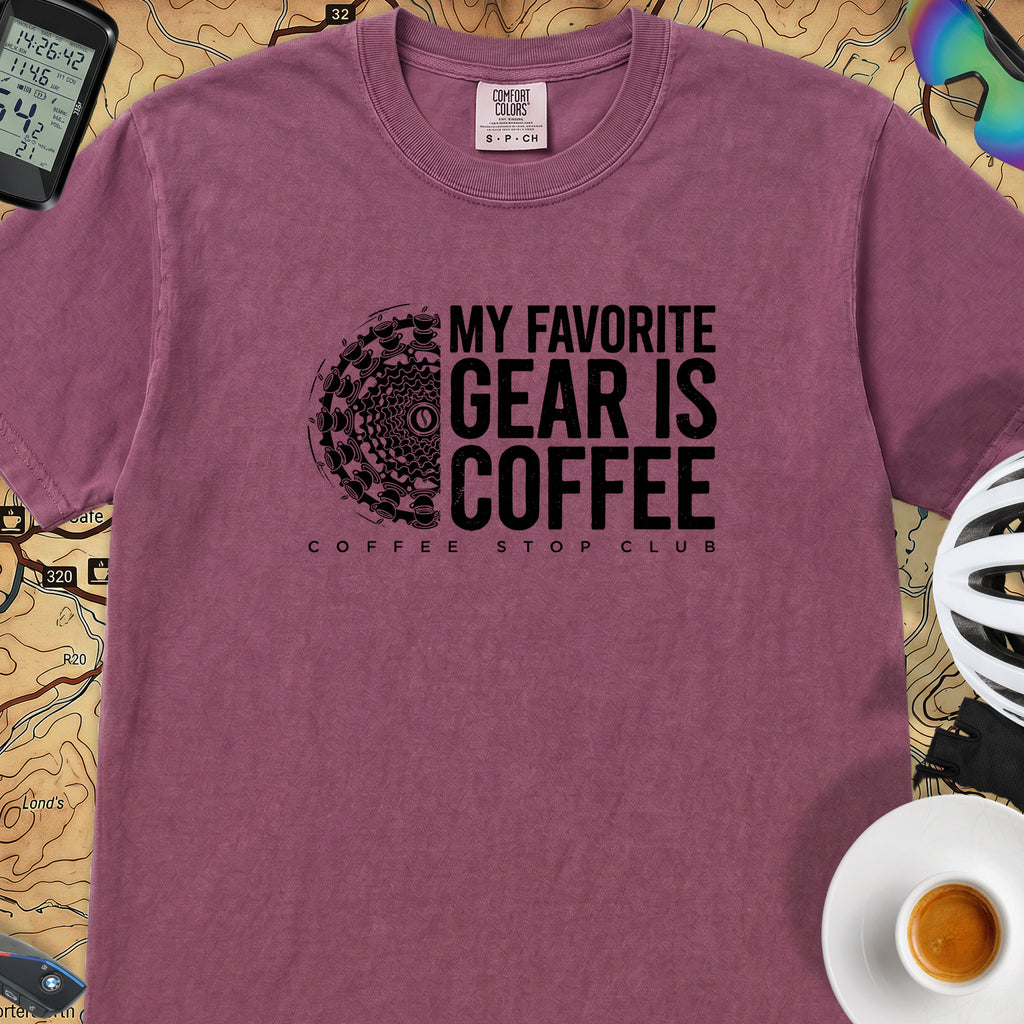 Favorite Gear is Coffee T-Shirt — Berry