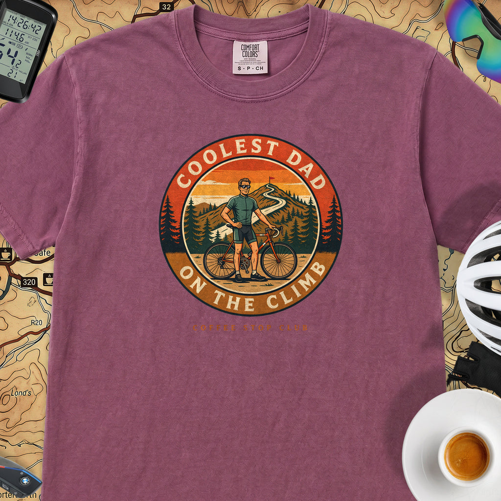 Coolest Dad On The Climb T-Shirt — Berry