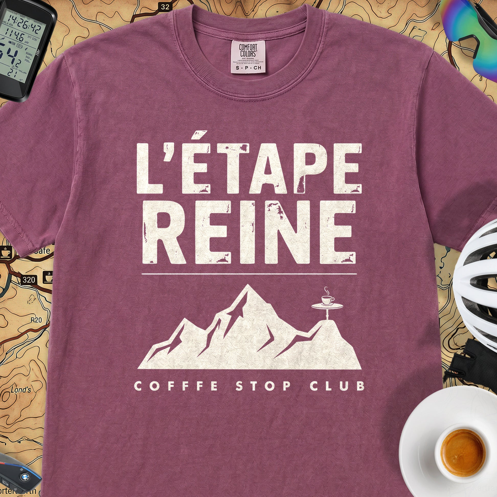 Etape Reine TdF Cyclist T-Shirt — Berry
