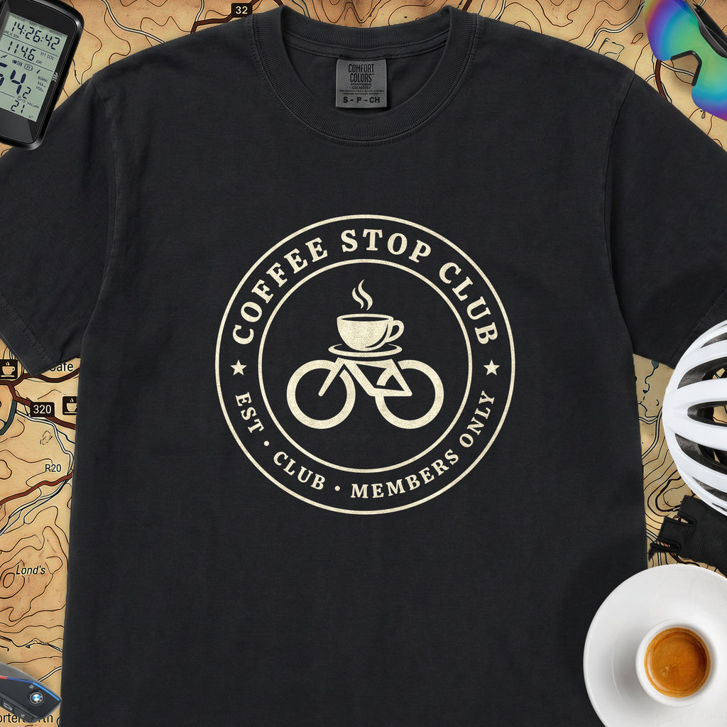 Coffee Stop Club Bike T-Shirt — Black