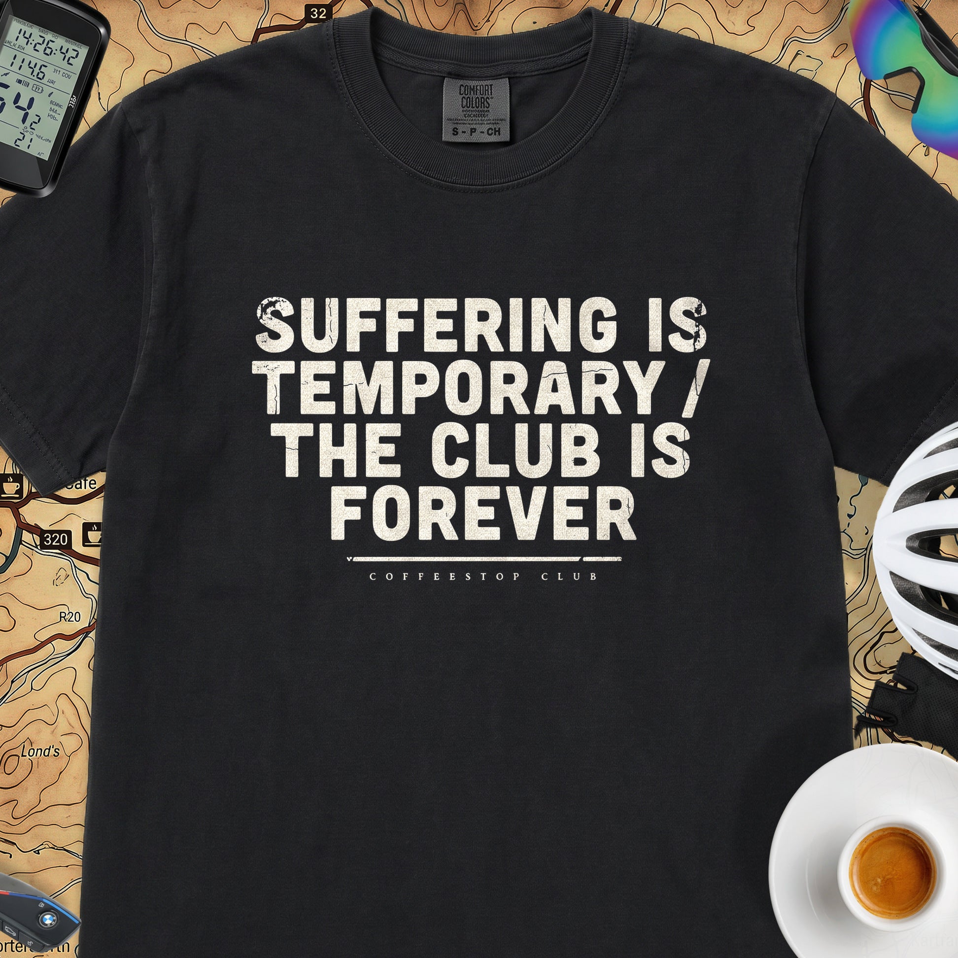 Suffering is Temporary Cycling T‑Shirt — Black