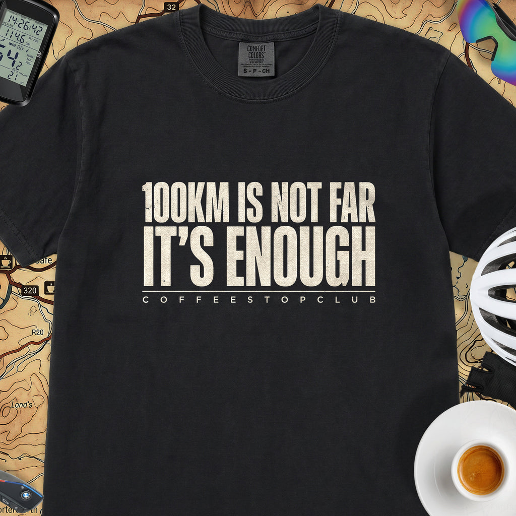 100Km is Not Far T‑Shirt — Black