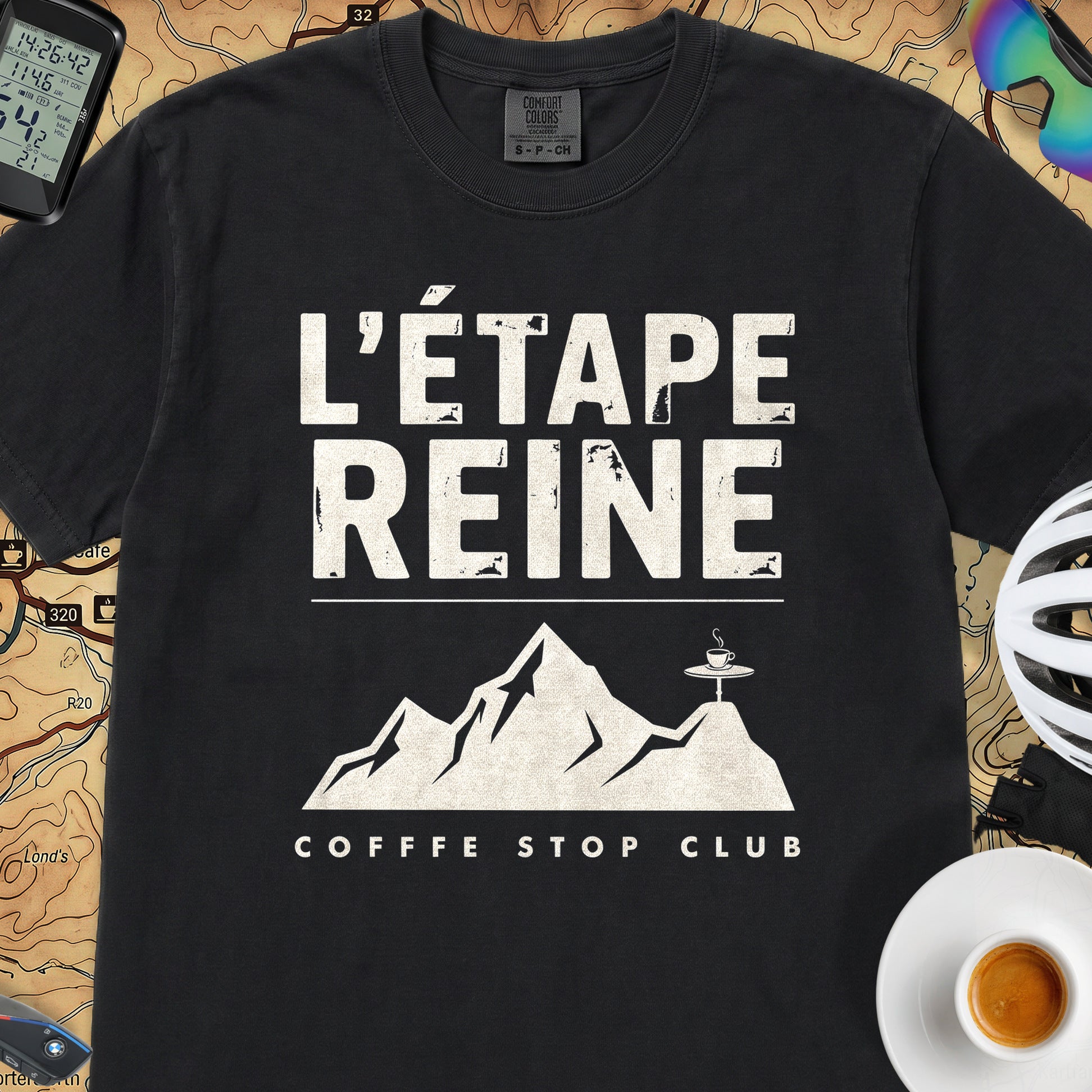 Etape Reine TdF Cyclist T-Shirt — Black