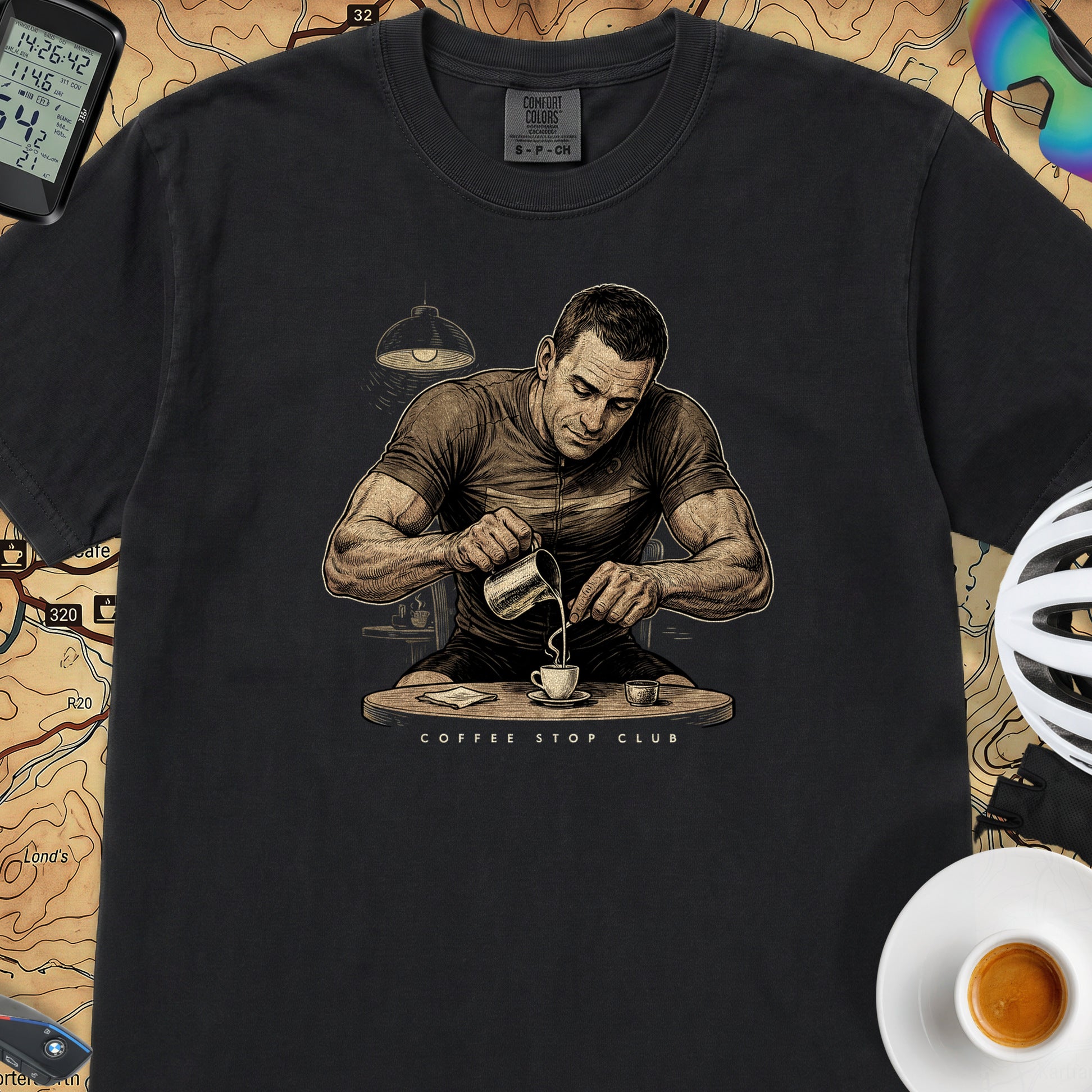 Espresso Stop Cycling T-Shirt — Black