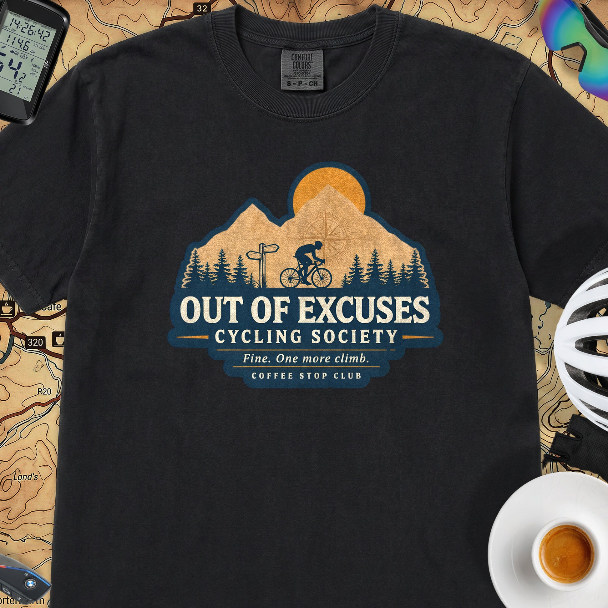 Out of Excuses Cyclist T-Shirt — Black