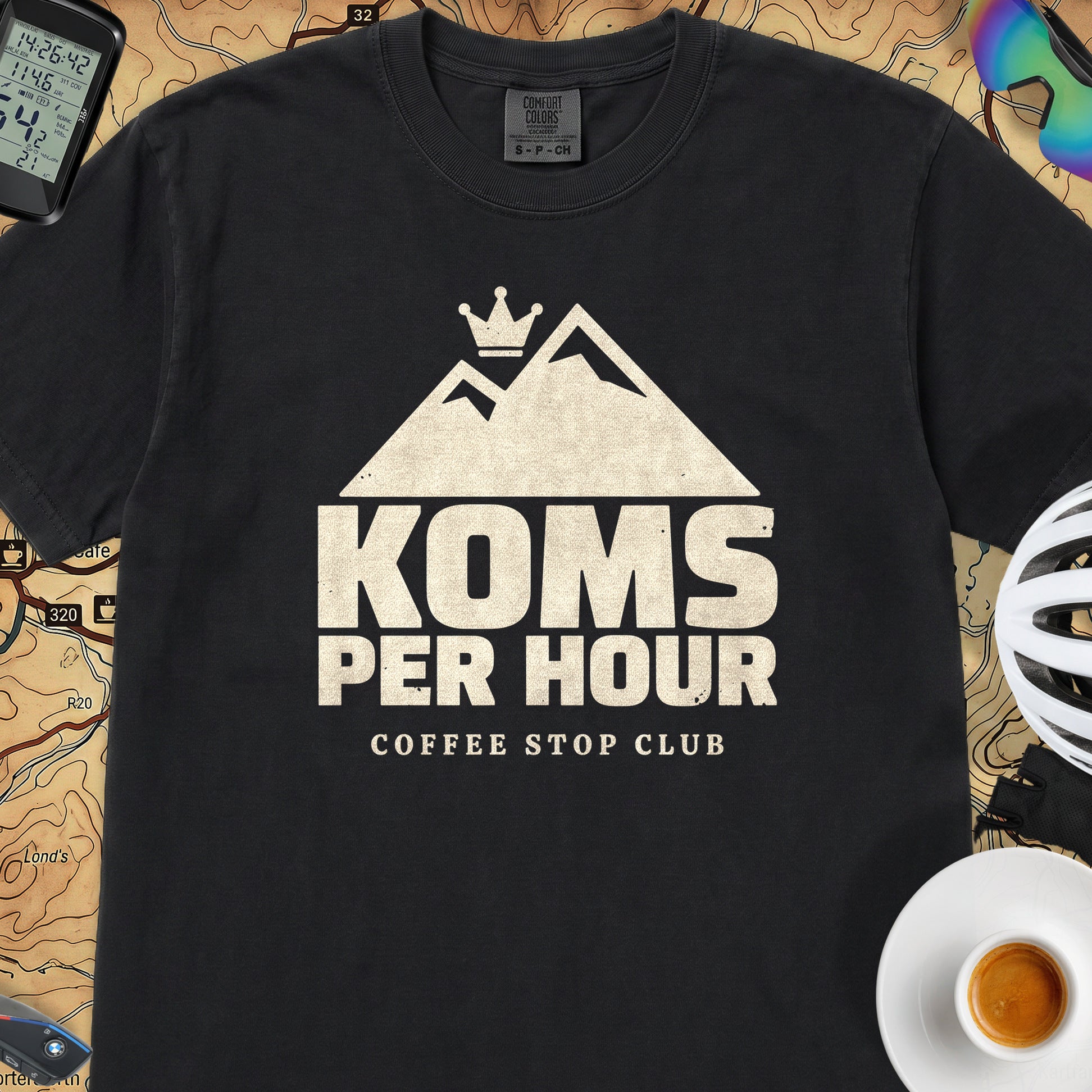 KOMs Per Hour TdF T-Shirt — Black