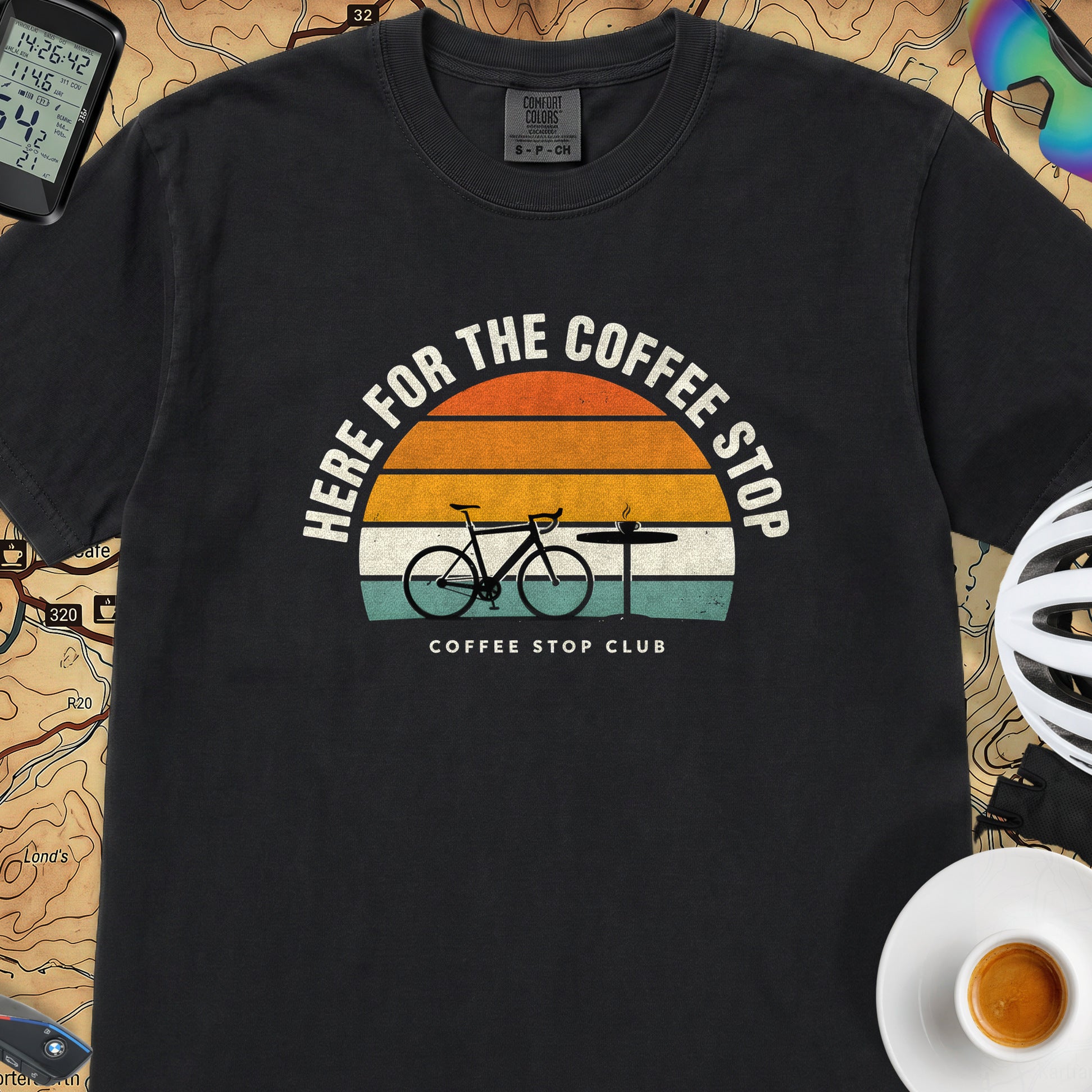 Here for the Coffee Stop T-Shirt — Black