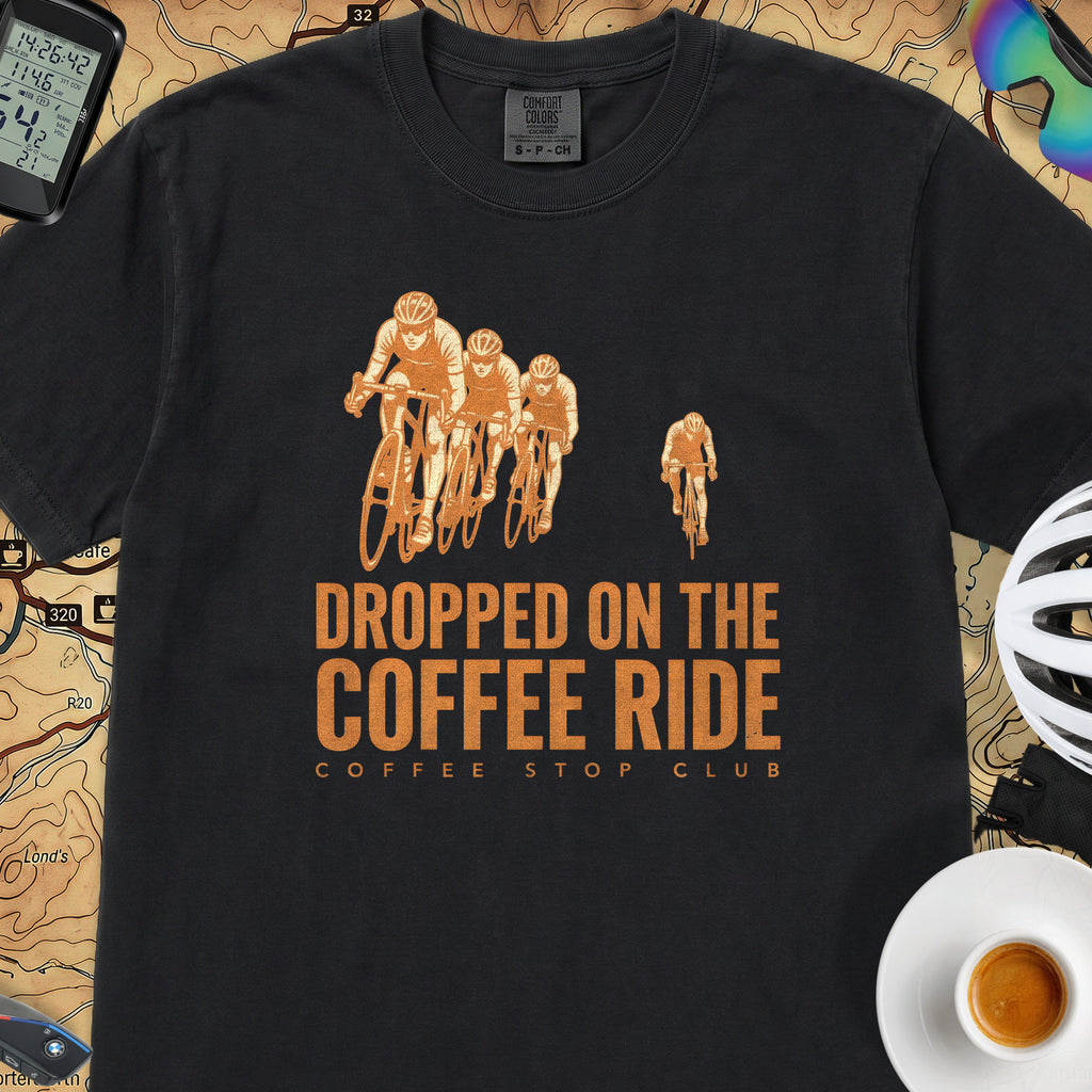 Dropped on the Coffee Ride Cycling T-Shirt — Black