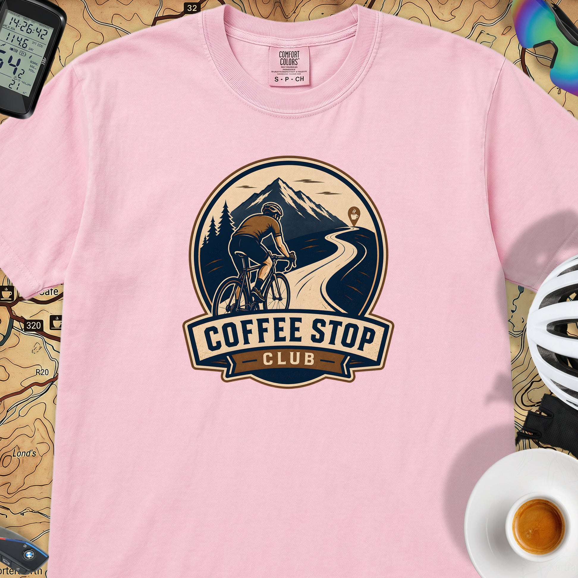 Coffee Stop Club Riders T-Shirt — Blossom