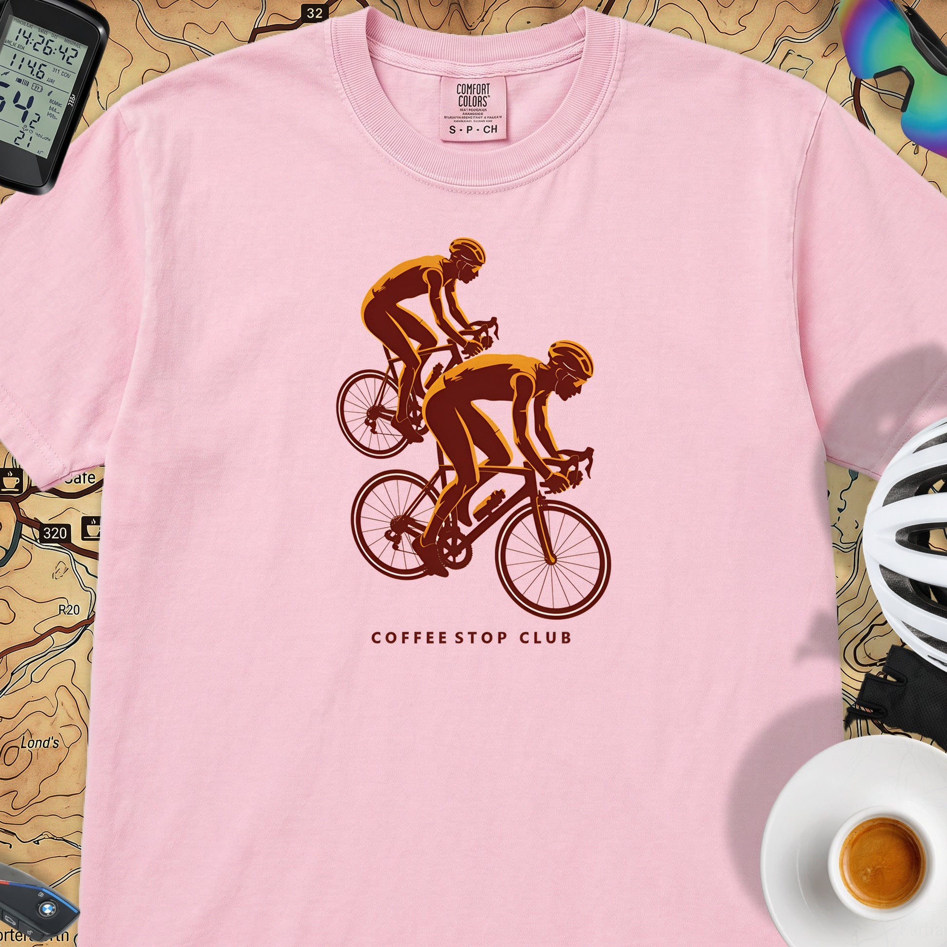 Duo Ride Coffee Stop Club T-Shirt — Blossom