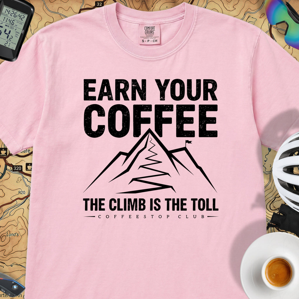 Earn Your Coffee Cycling T-Shirt — Blossom