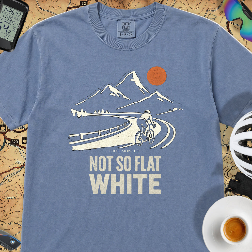 Not So Flat White Retro T-Shirt — Blue Jean