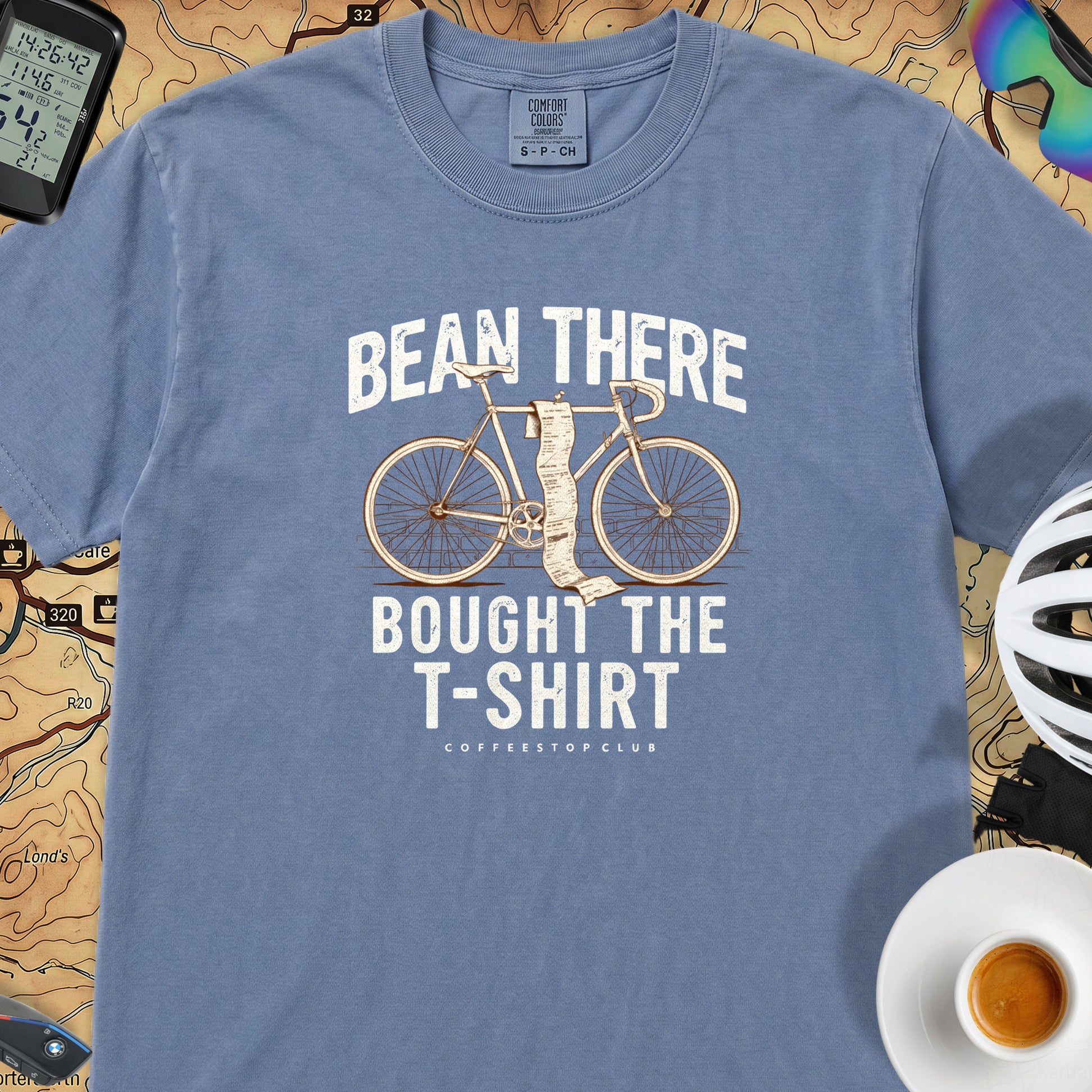 Bean There Cycling T-Shirt — Blue Jean