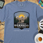 It's Mostly Downhill From Here Cycling T-Shirt — Blue Jean