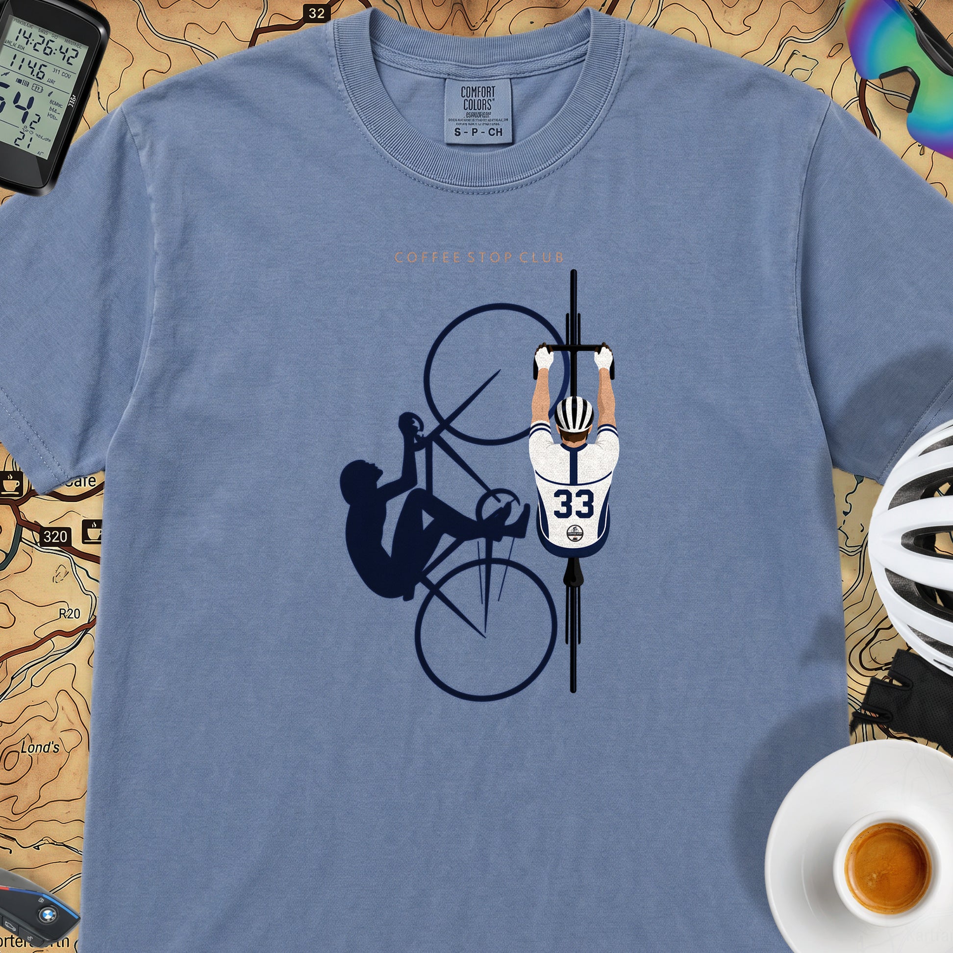 Cycling Silhouette T-Shirt — Blue Jean