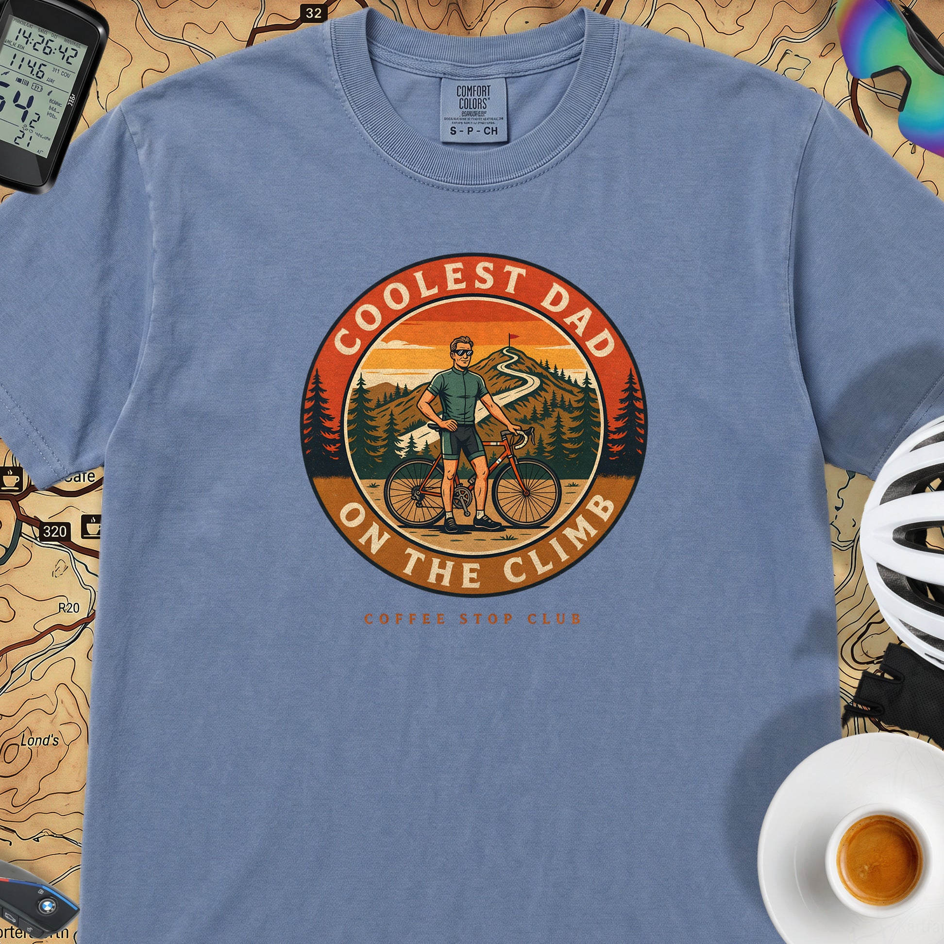 Coolest Dad On The Climb T-Shirt — Blue Jean