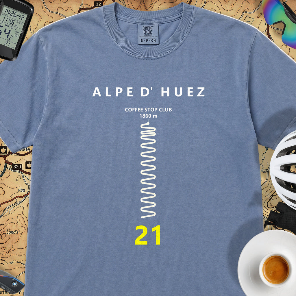 Alpe d'Huez Hairpin T-Shirt — Blue Jean