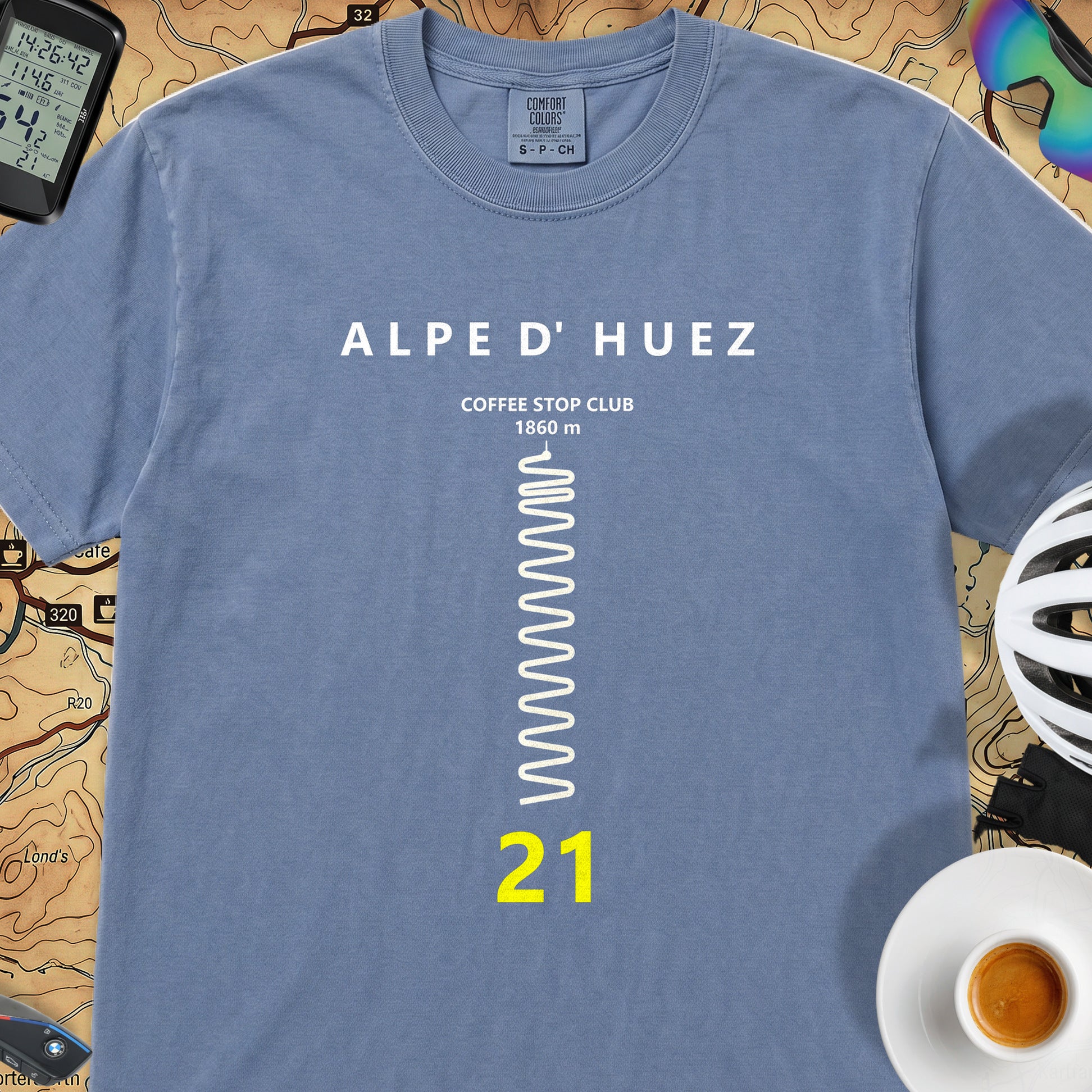 Alpe d'Huez Hairpin T-Shirt — Blue Jean