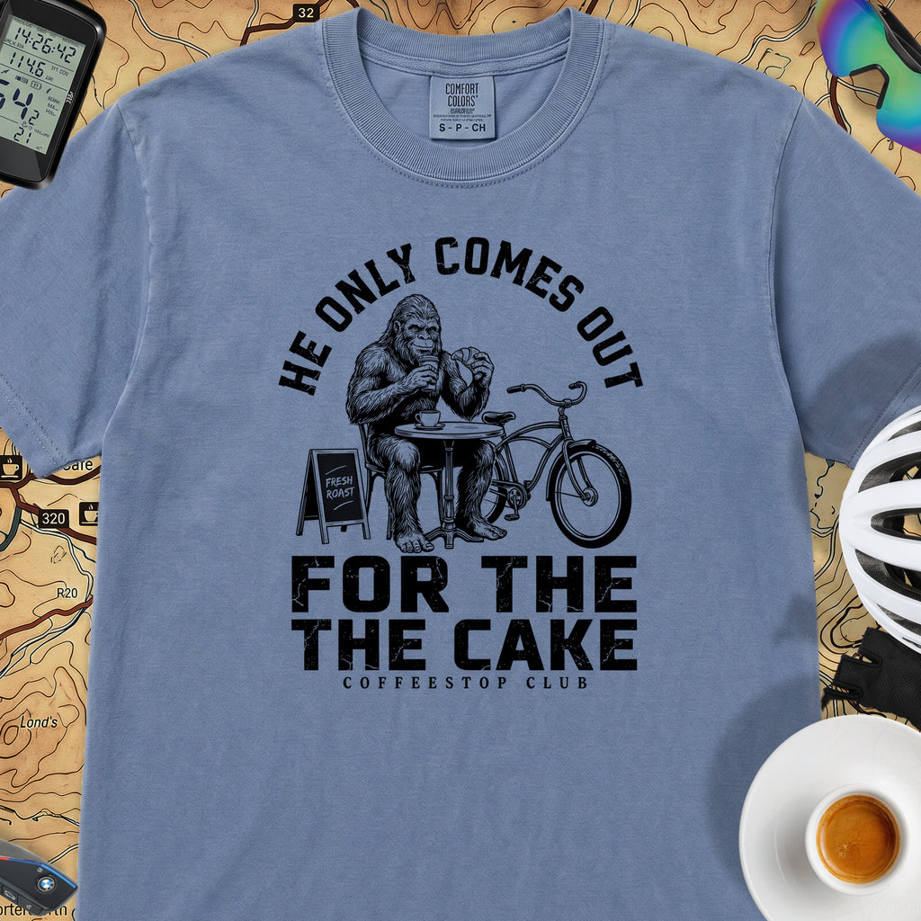 Only For The Cake Cyclist T-Shirt — Blue Jean