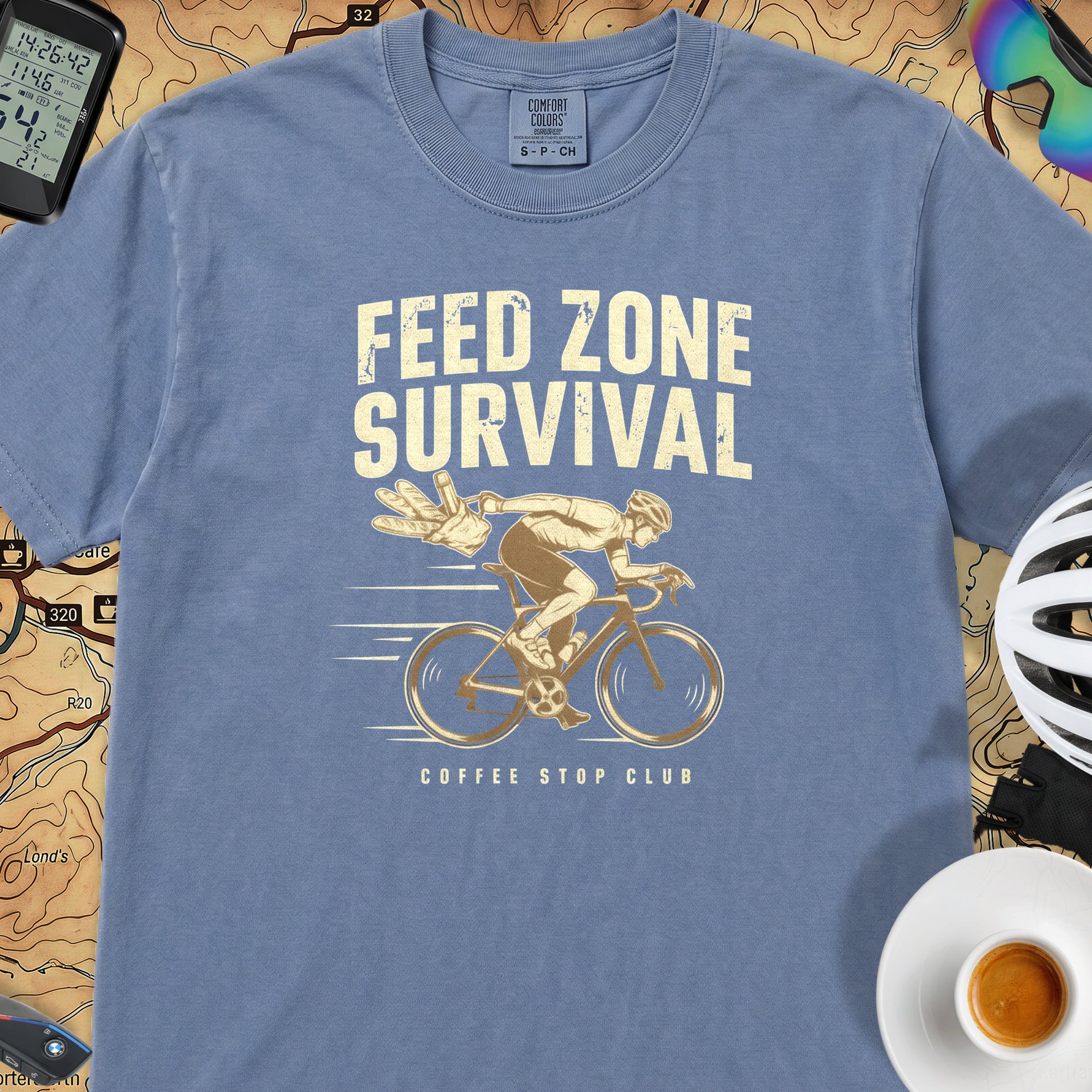Feed Zone Survival Cycling T-Shirt — Blue Jean