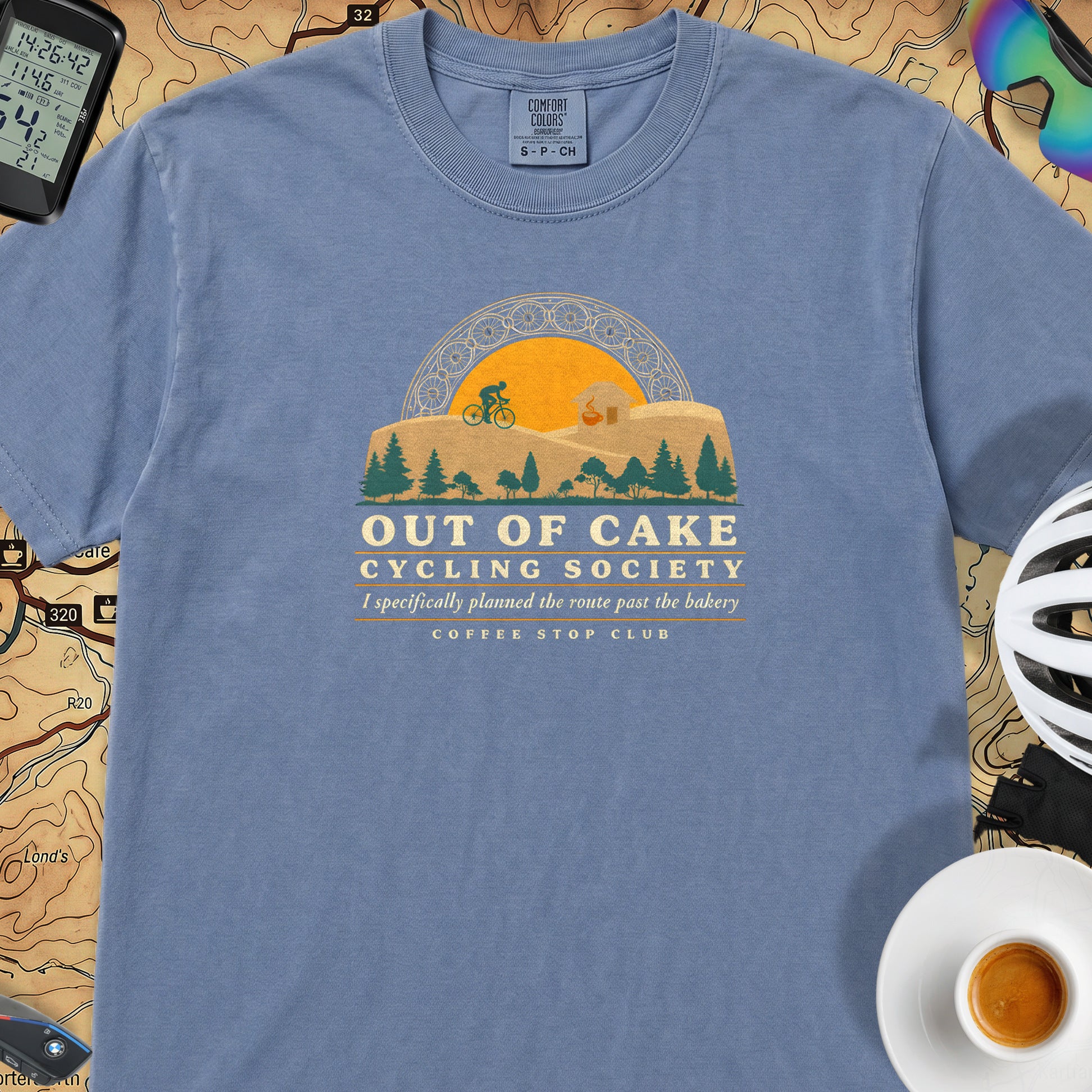 Out of Cake Cycling T-Shirt — Blue Jean