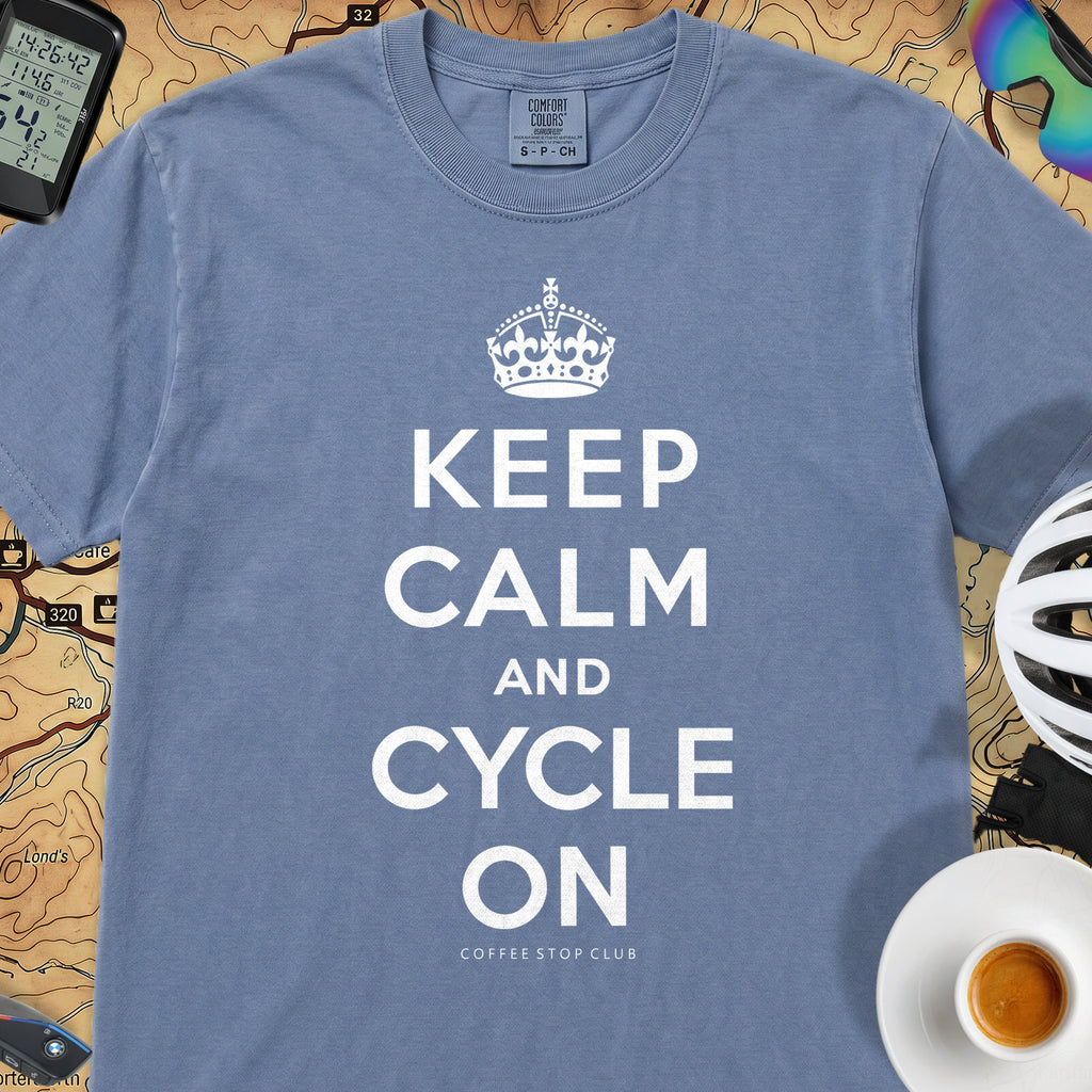 Keep Calm and Cycle On T-Shirt — Blue Jean
