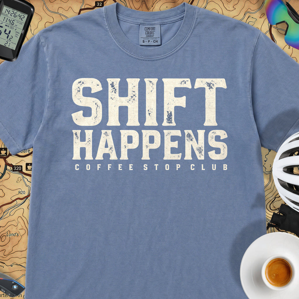 Shift Happens Cycling T-Shirt — Blue Jean