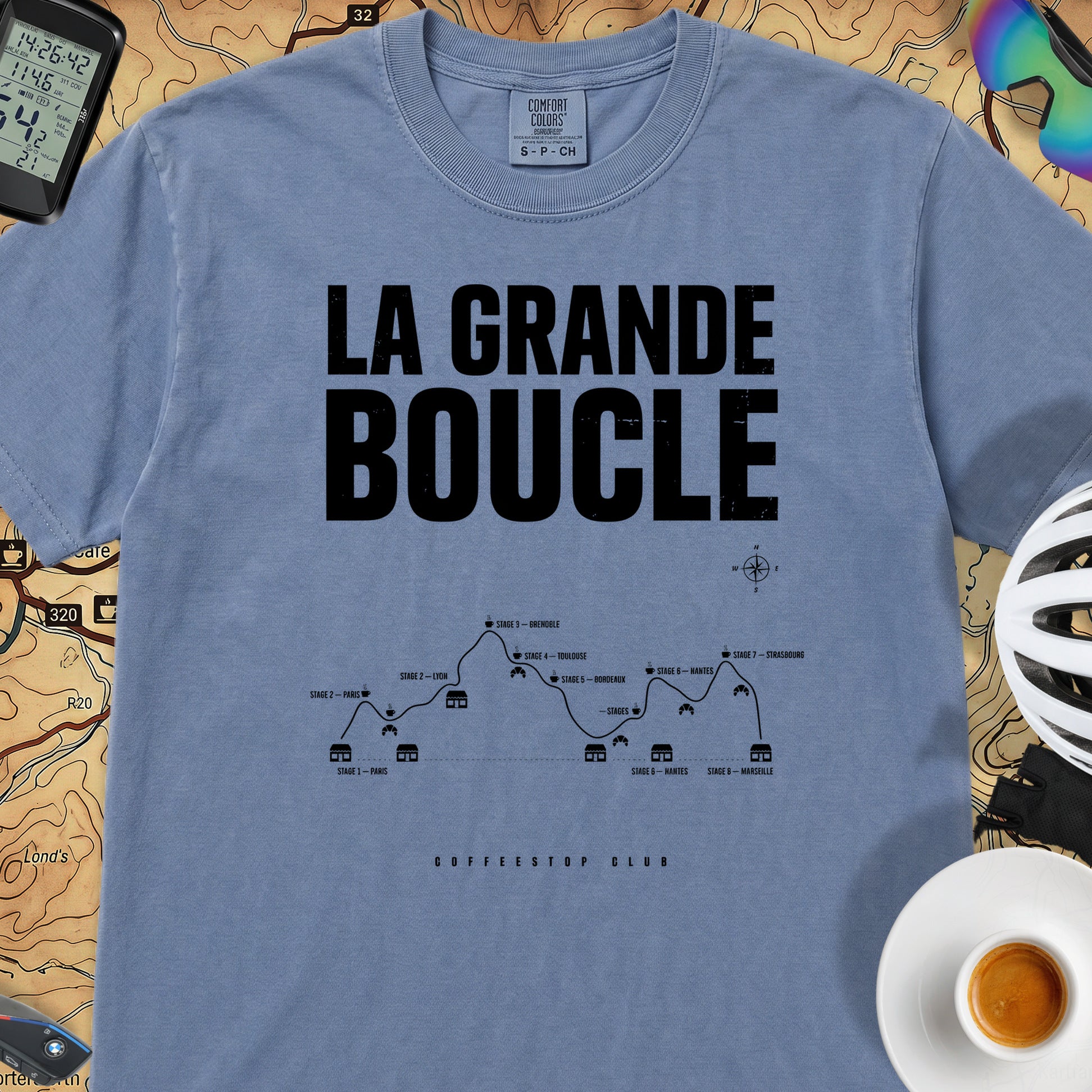 Grande Boucle TdF Cycling T-Shirt — Blue Jean