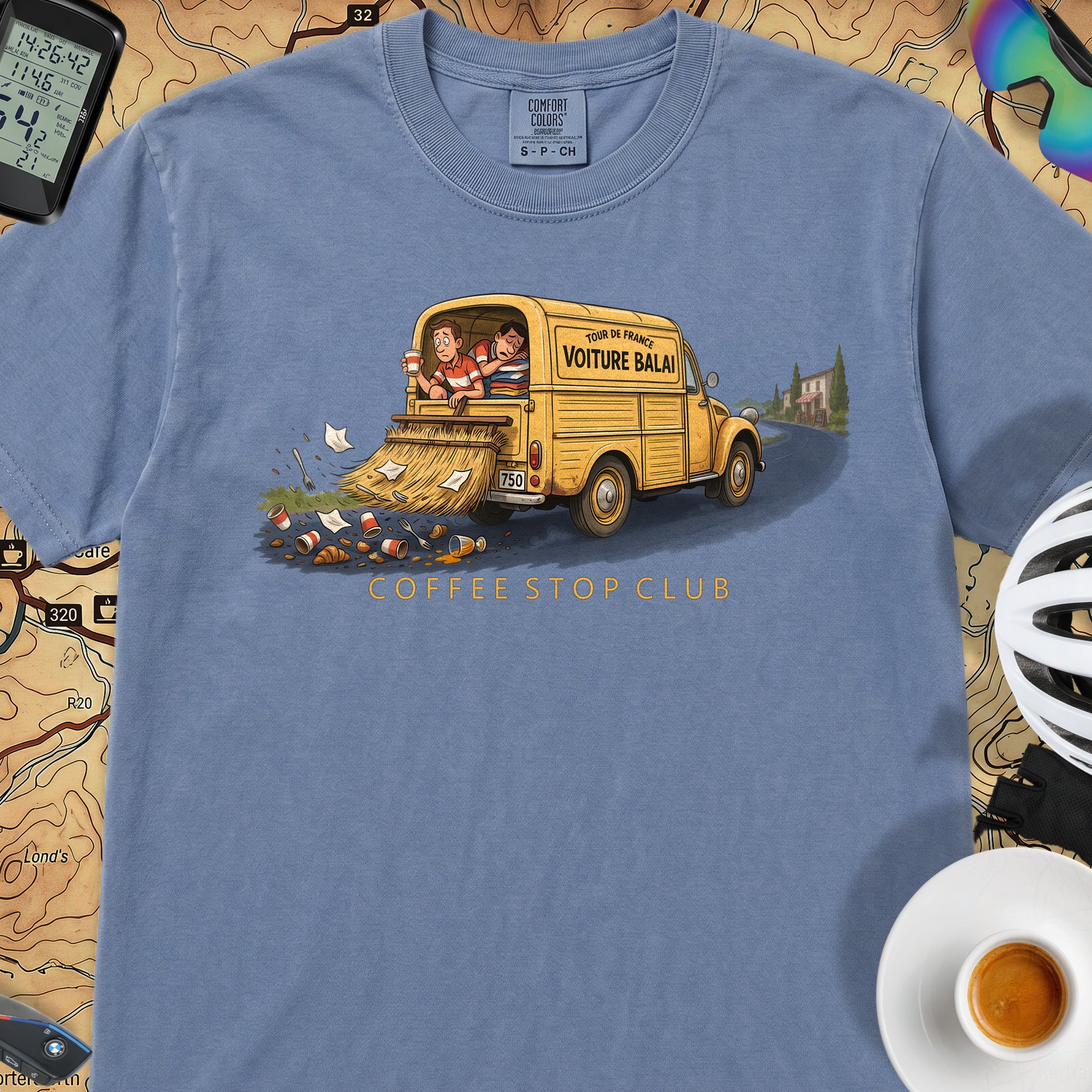 Voiture Balai TdF Cycling T-Shirt — Blue Jean