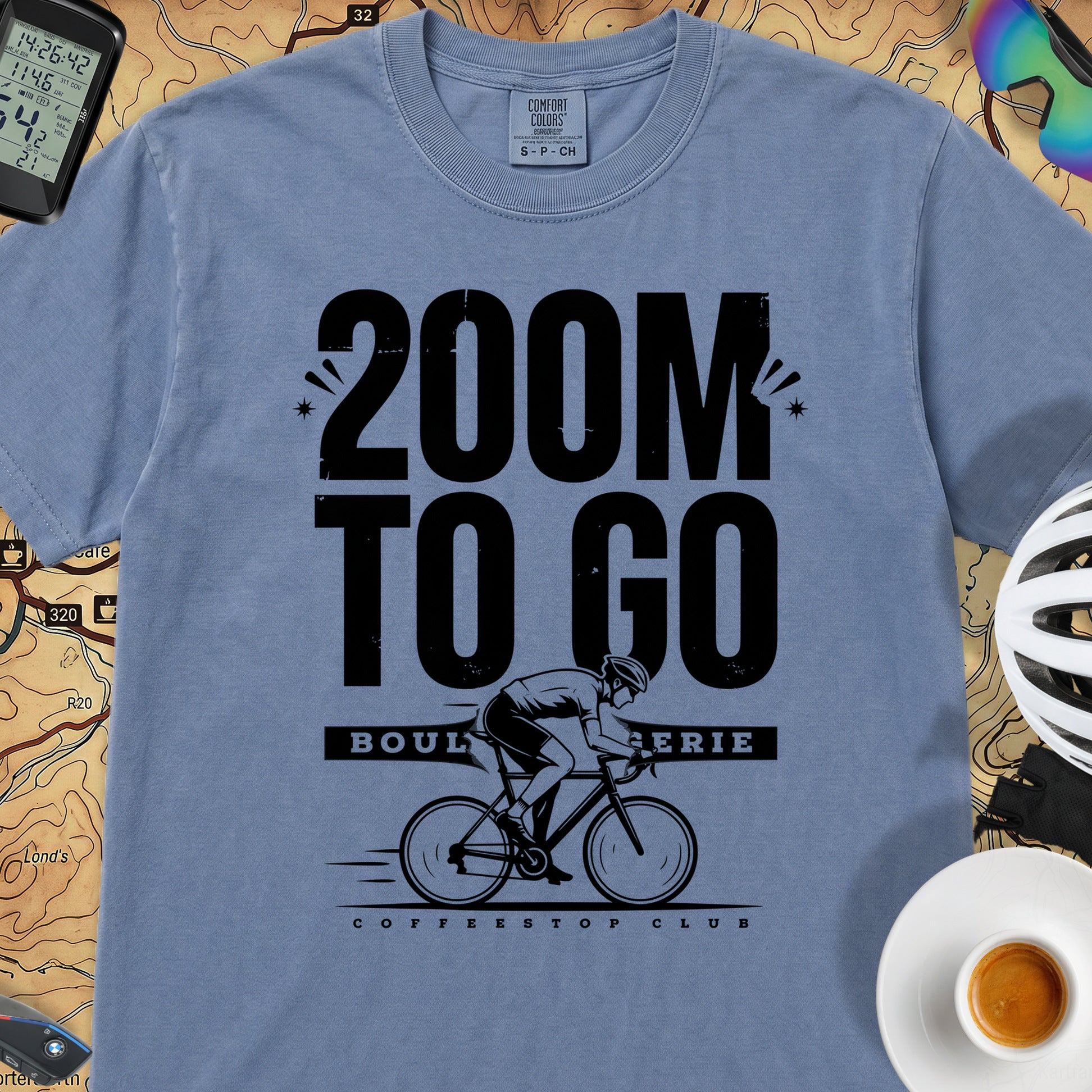 200M To Go Cycling T-Shirt — Blue Jean
