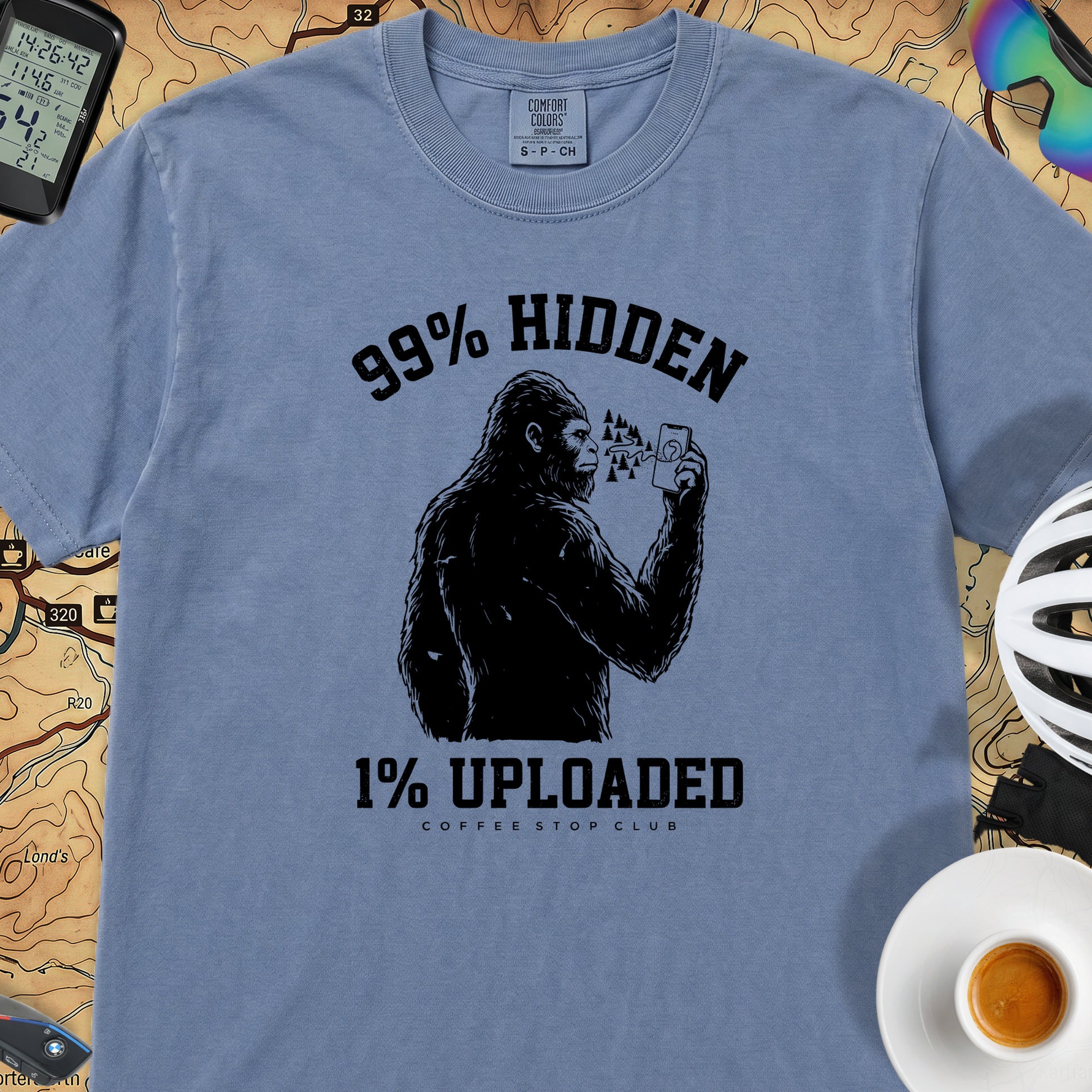 Sasquatch Hidden Cycling T-Shirt — Blue Jean