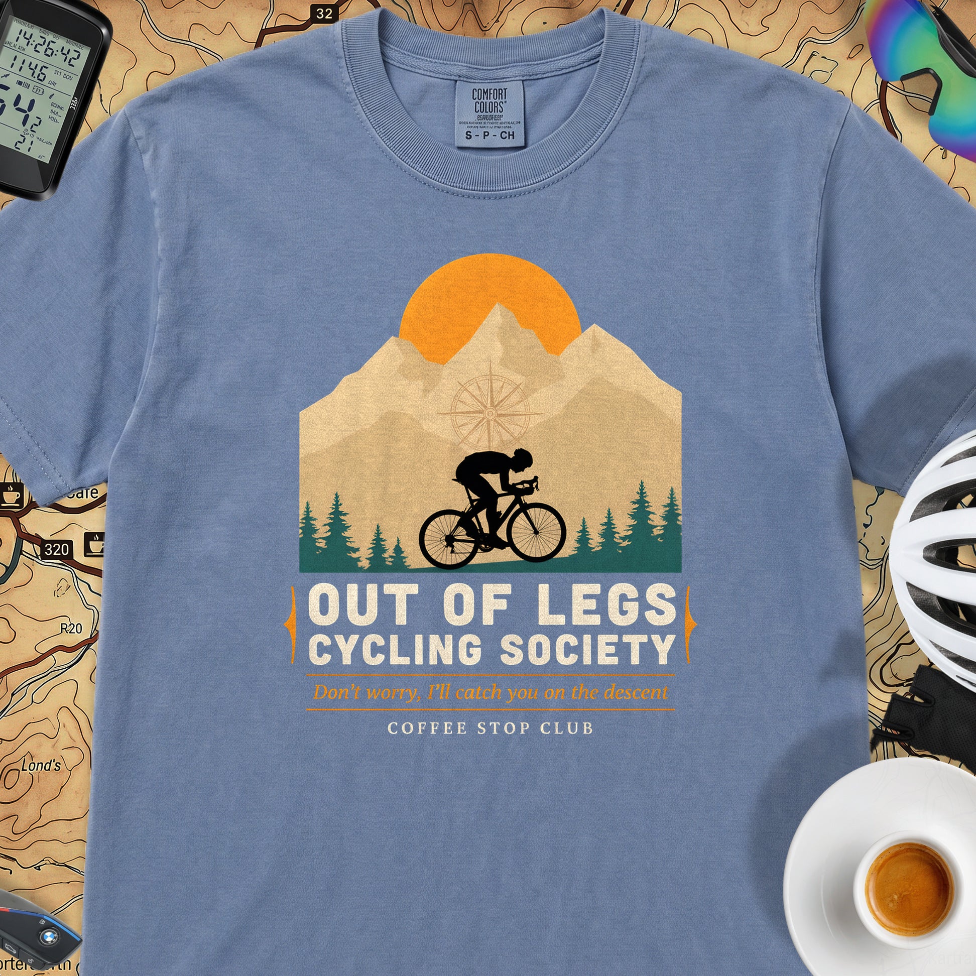 Out of Legs Cycling T-Shirt — Blue Jean