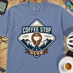 The Coffee Stop Club T‑Shirt — Blue Jean