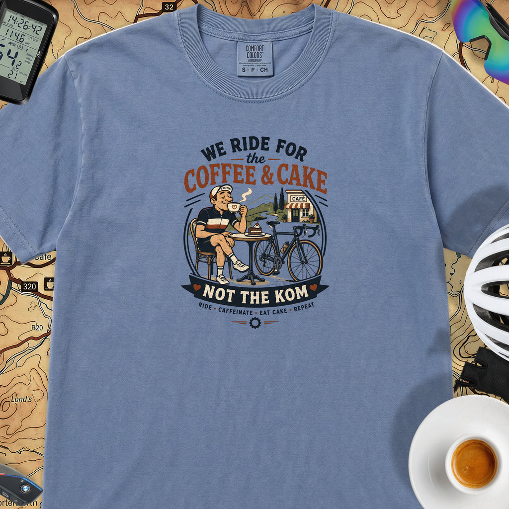 Ride For Coffee  and Cake T-Shirt — Blue Jean