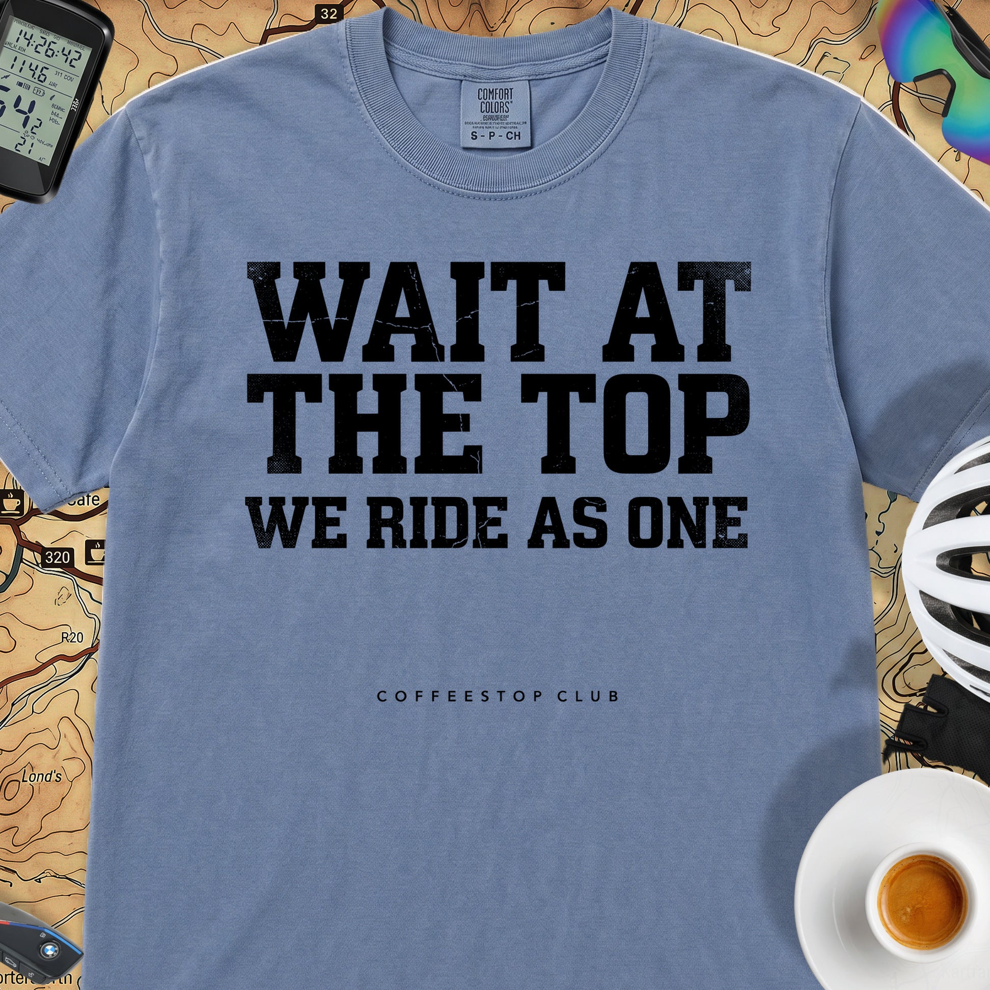 Wait at the Top T‑Shirt — Blue Jean