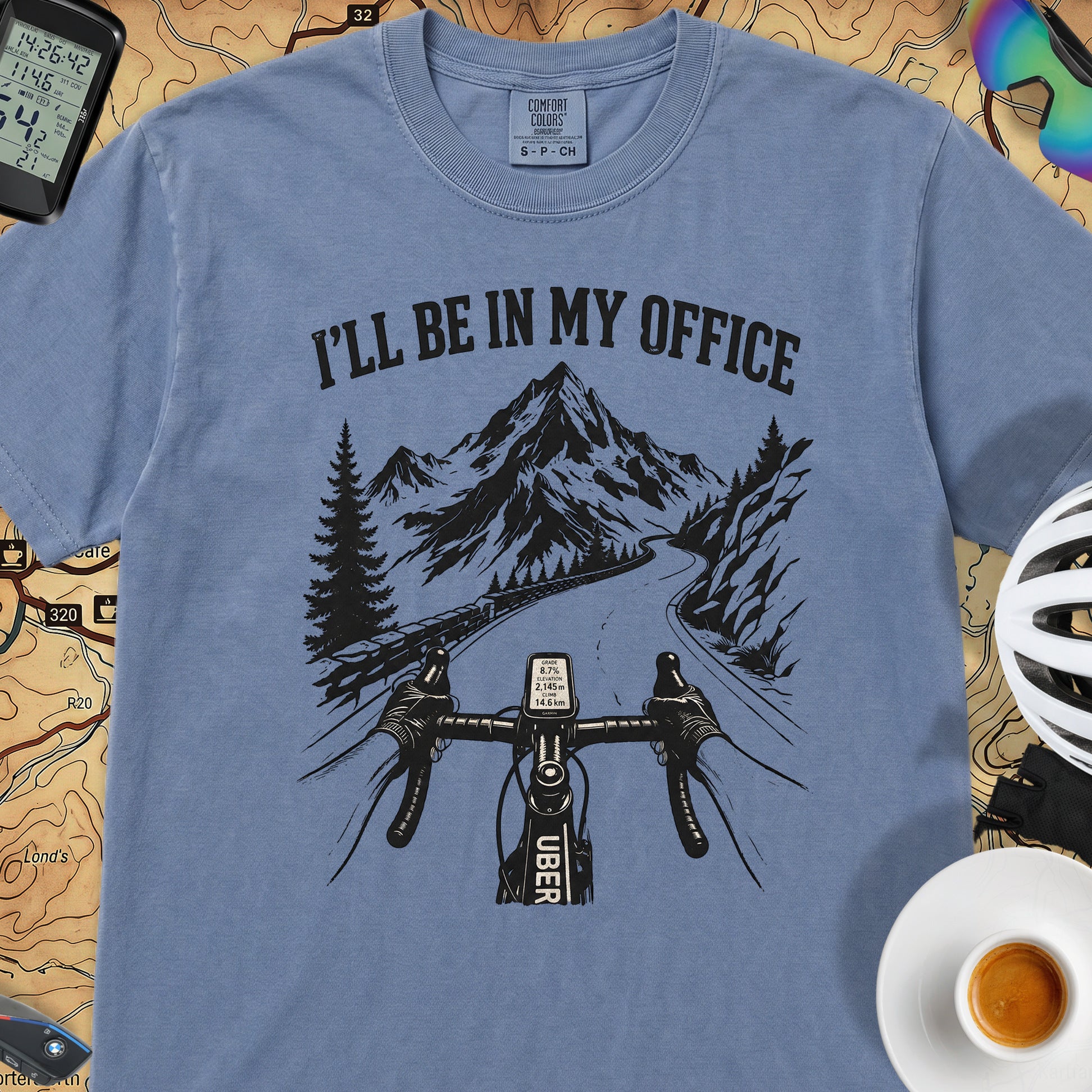 I'll Be In My Office Bike T‑Shirt — Blue Jean