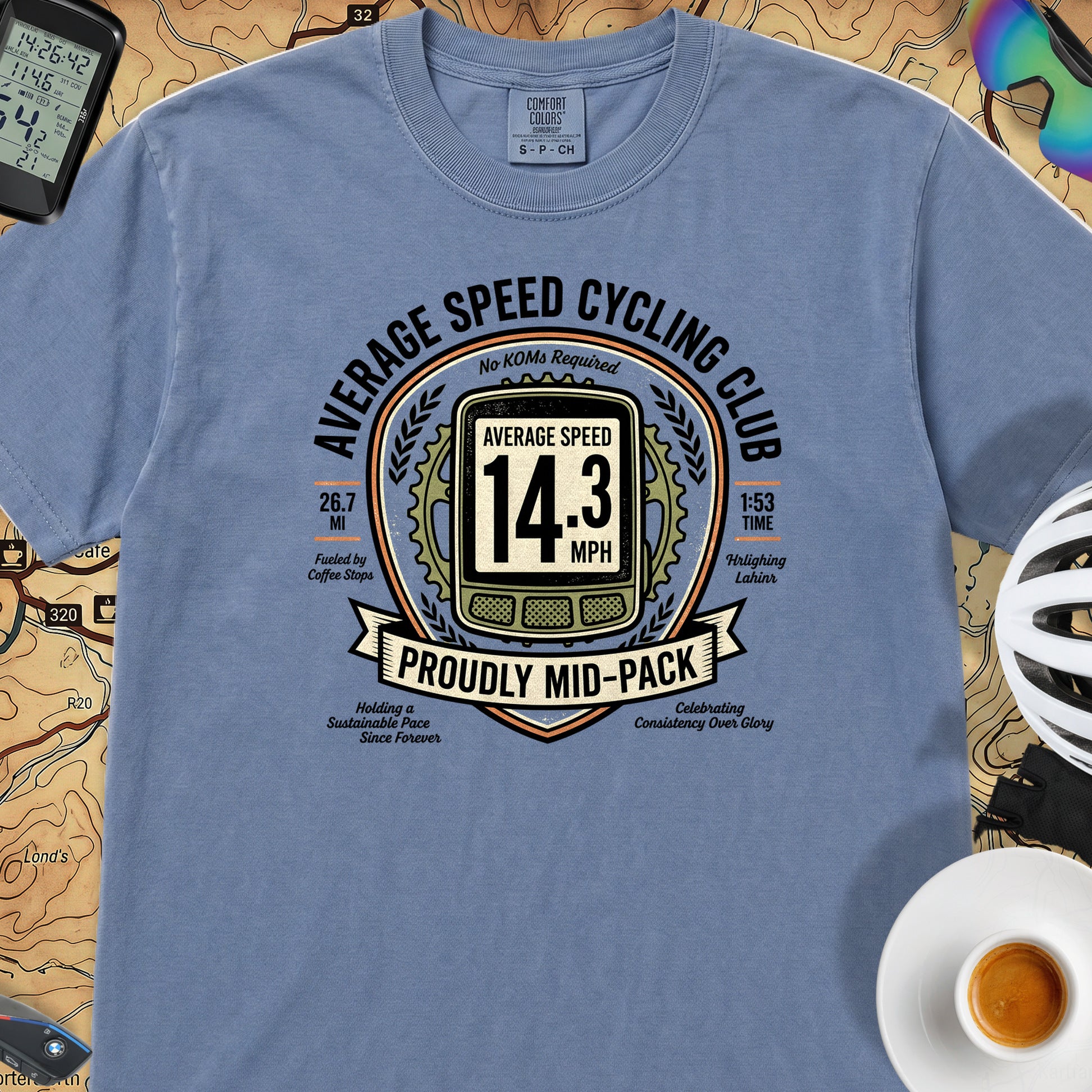 Average Speed Cycling T-Shirt — Blue Jean